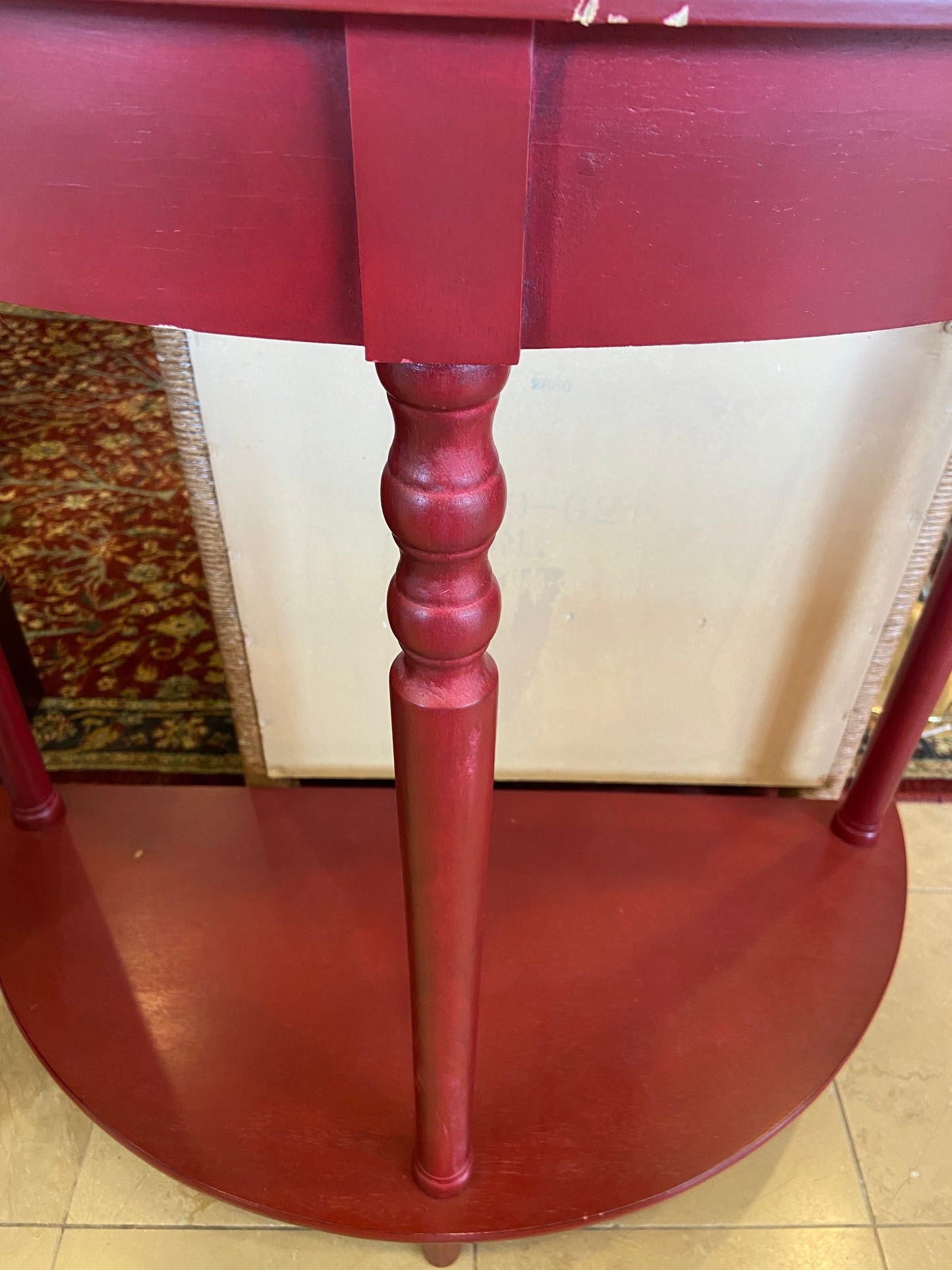 Red Demilune End Table (25628)