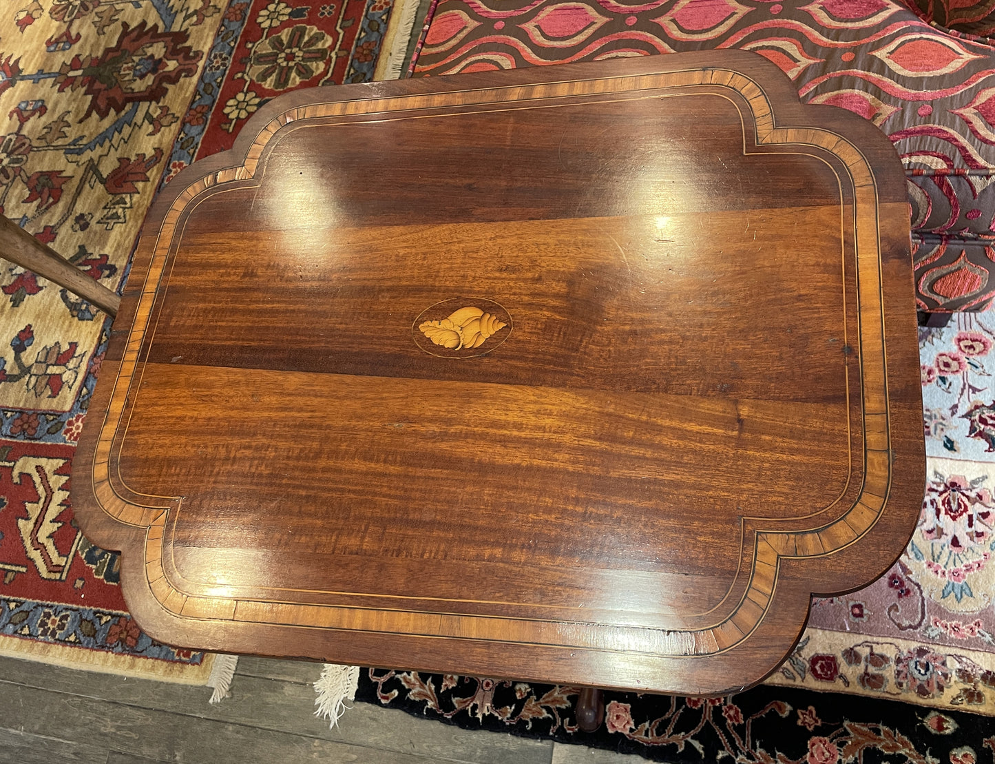 Georgian Flip Top Pedestal Table with Satinwood Shell Inlay (0LY001)