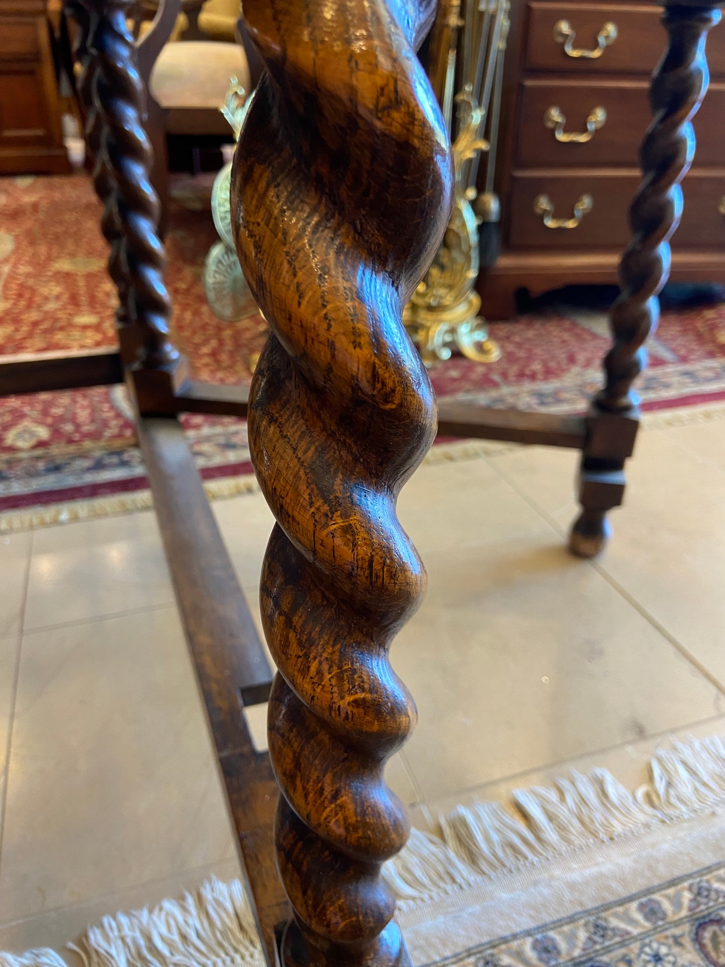 Antique 1900s Drop Leaf Barley Twist Dining Table (TTK73S)
