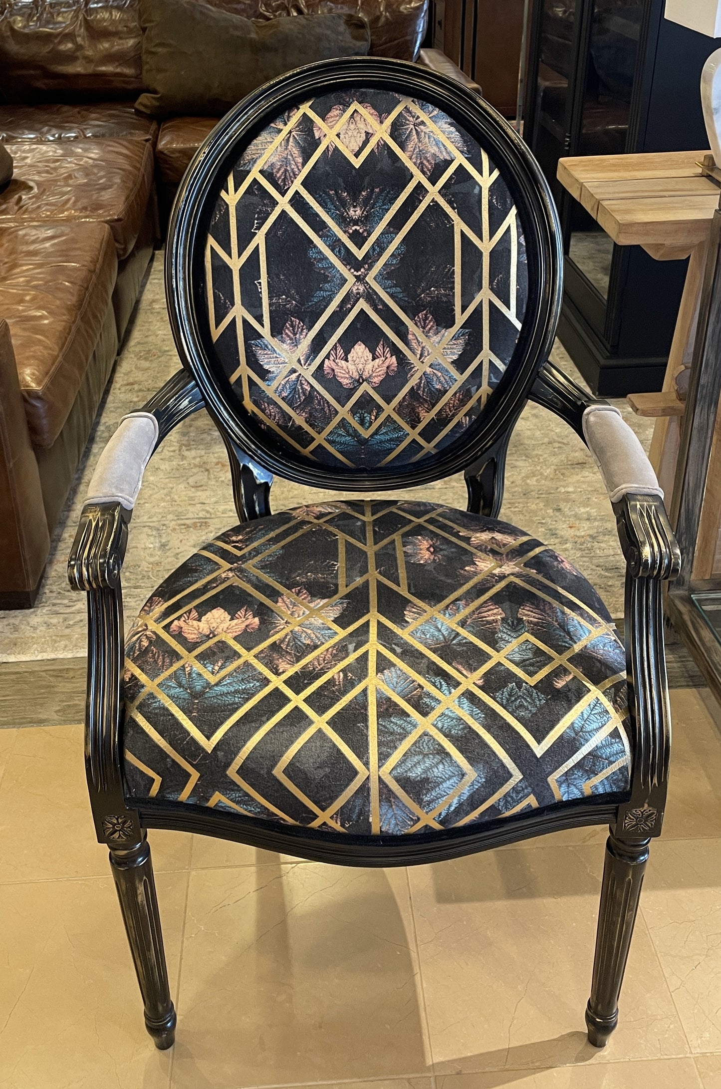 Custom Arm Chair with Geometric Pattern (0E7009)