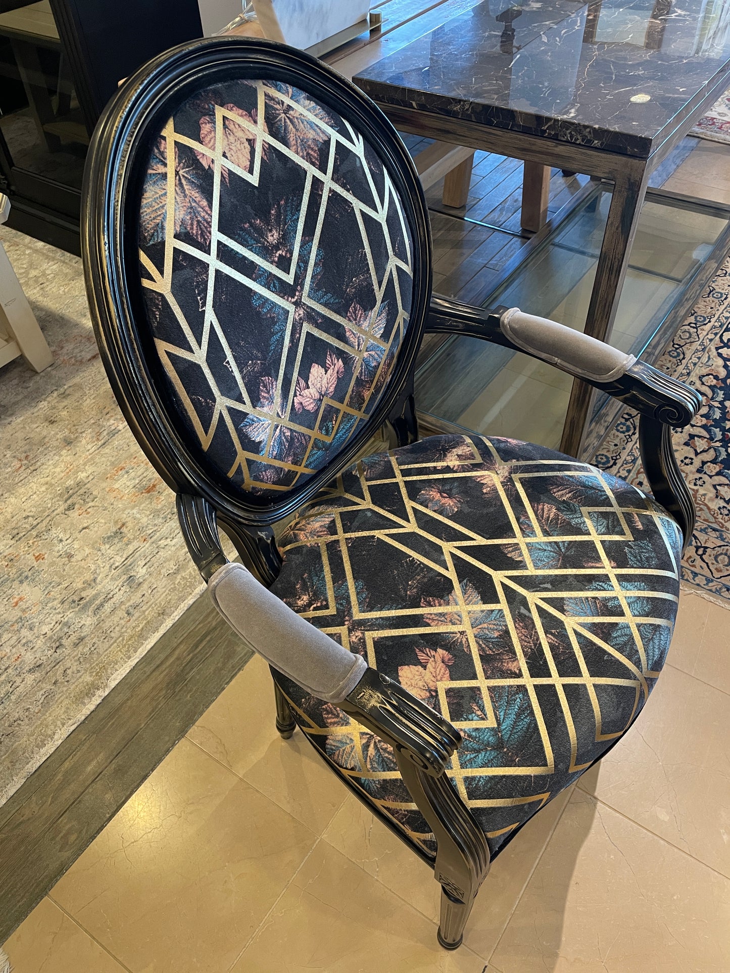 Custom Arm Chair with Geometric Pattern (0E7009)