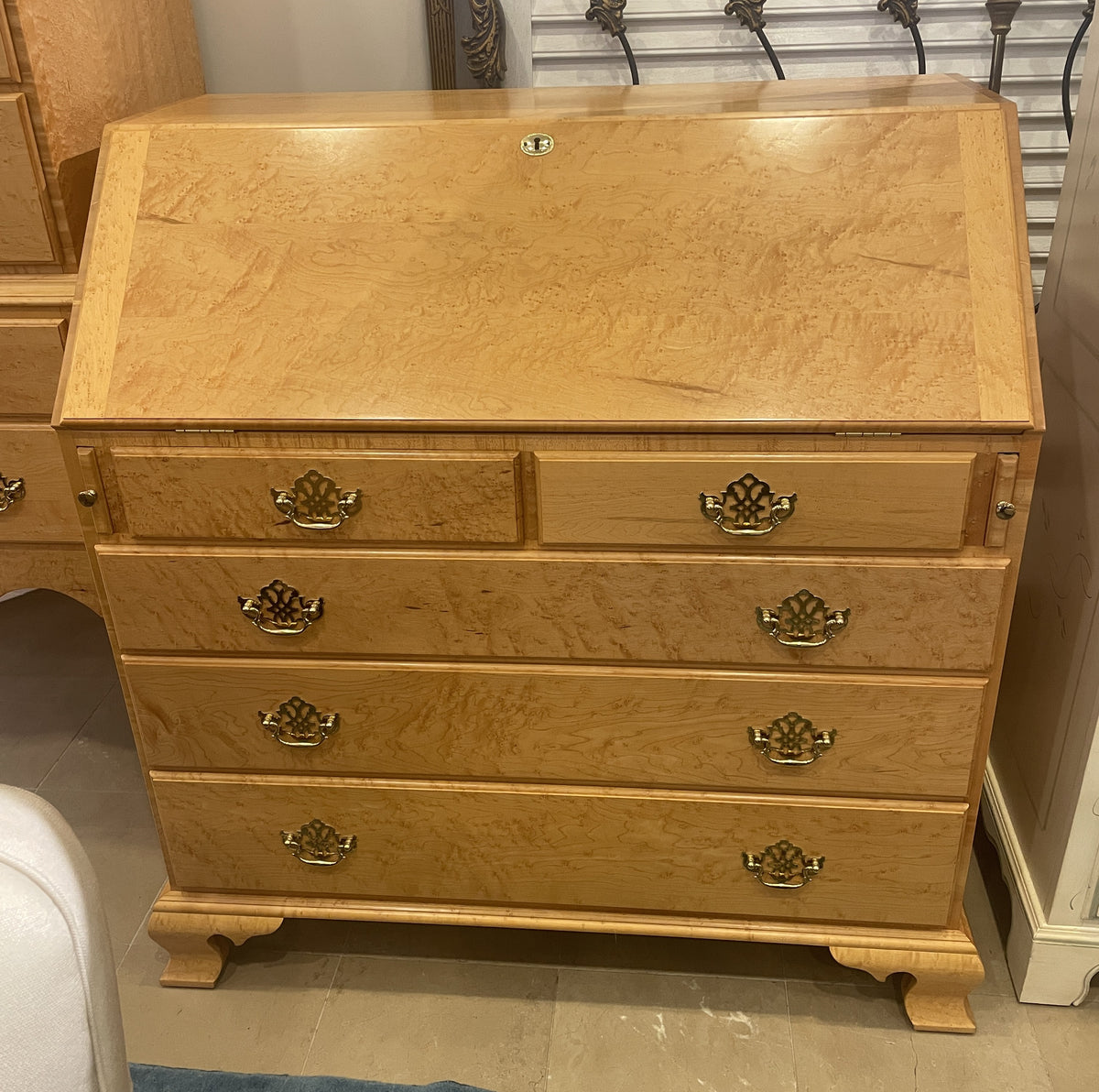 Birdseye Maple Drop Front Secretary Desk by Lester Yoder (0PV002)