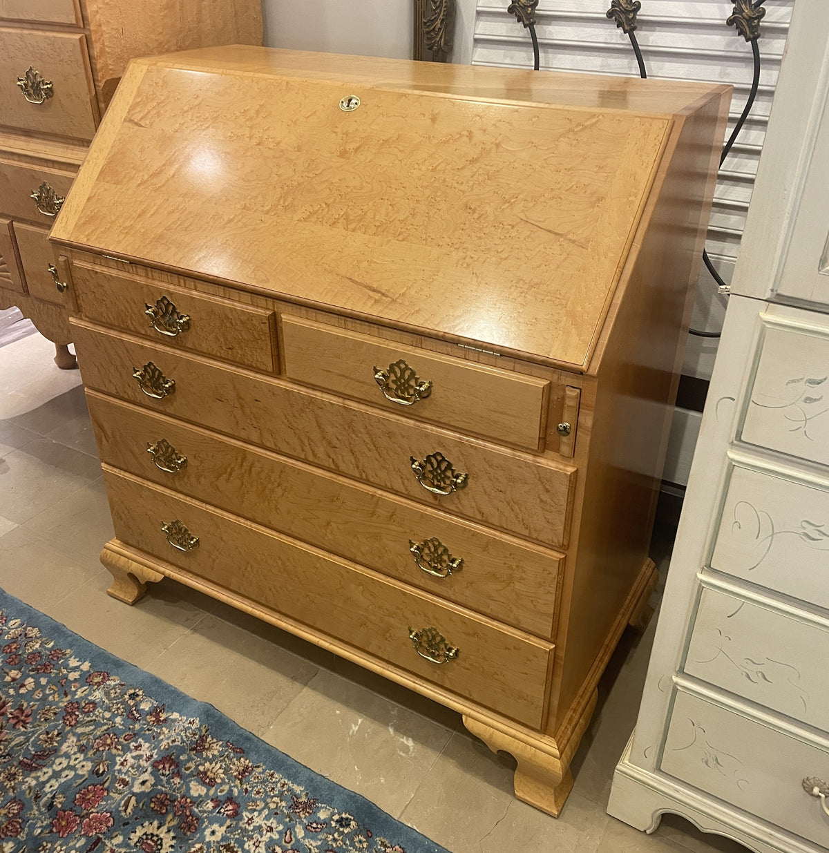 Birdseye Maple Drop Front Secretary Desk by Lester Yoder (0PV002)