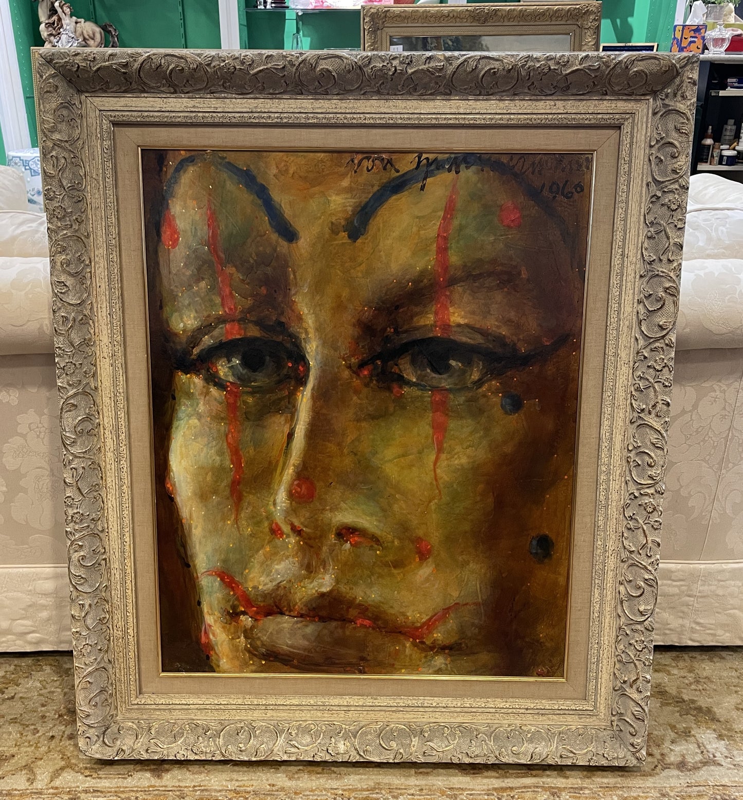 Vintage Oil on Board, "The Fool" signed. 1960s (0JL013)