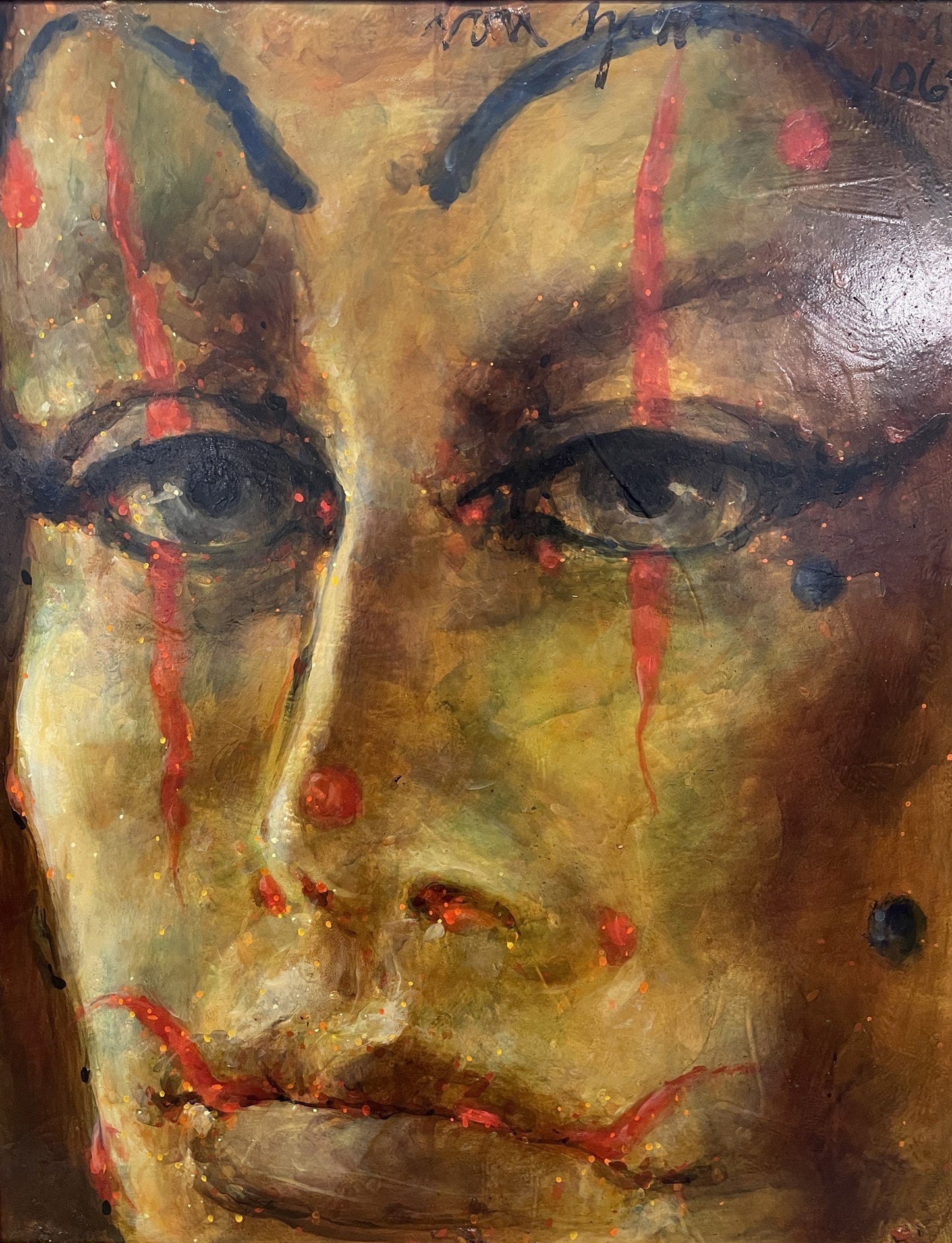 Vintage Oil on Board, "The Fool" signed. 1960s (0JL013)