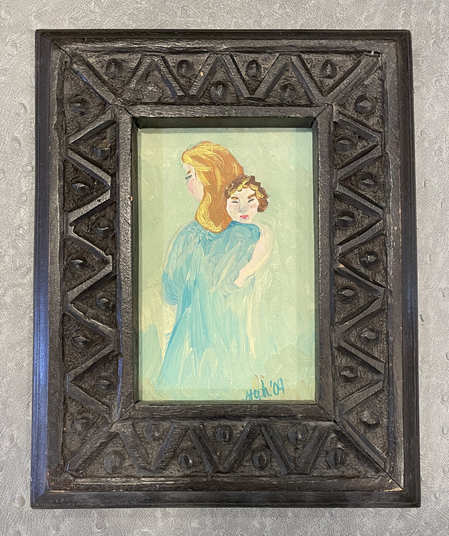 Mother and Child Oil Painting, signed Steph (0JL00T)