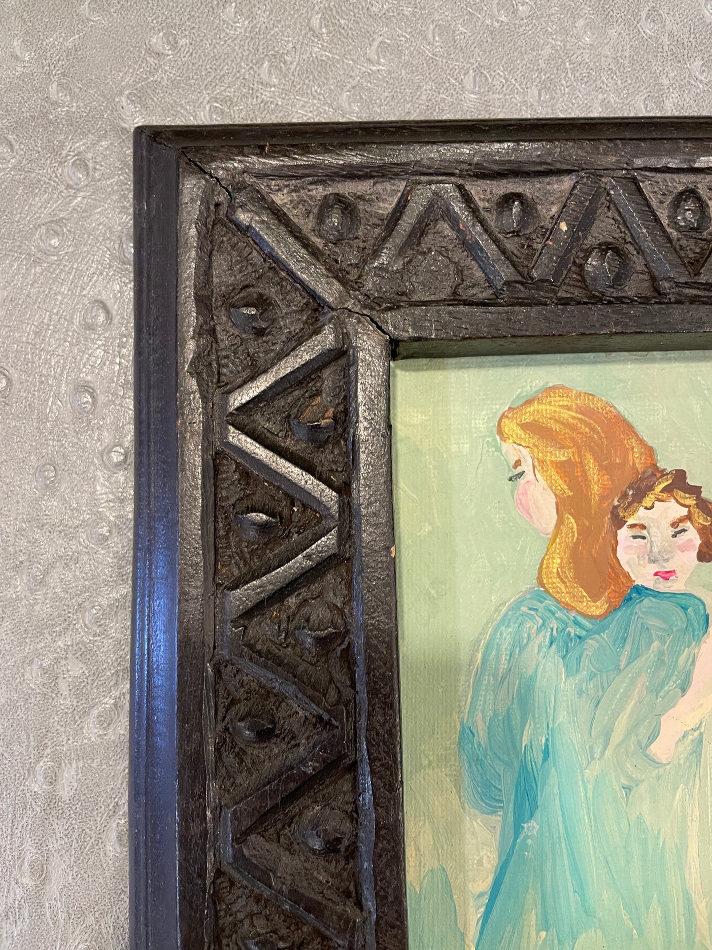 Mother and Child Oil Painting, signed Steph (0JL00T)