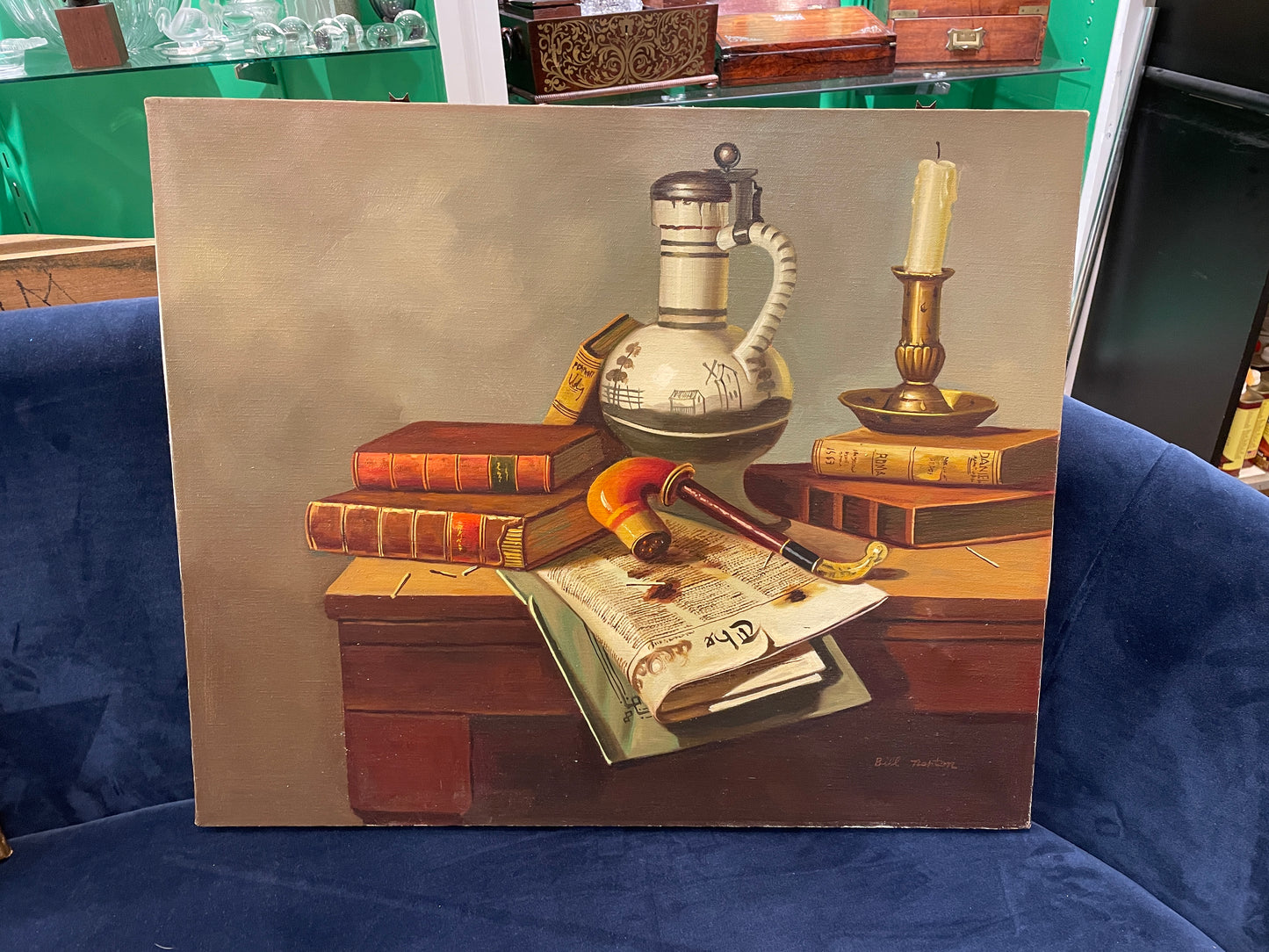 Still life of pipe on Canvas signed Bill Norton (01D00S)