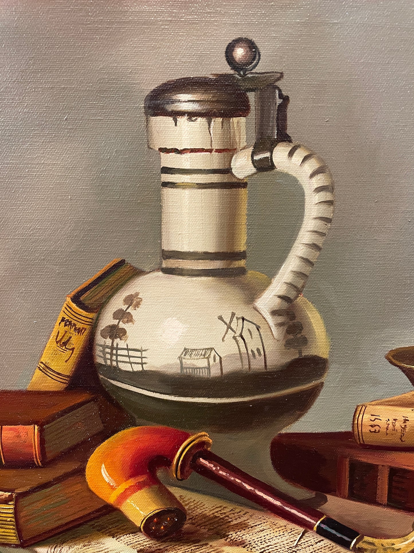 Still life of pipe on Canvas signed Bill Norton (01D00S)
