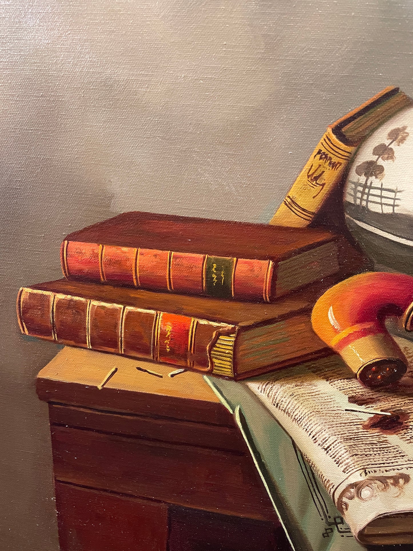 Still life of pipe on Canvas signed Bill Norton (01D00S)