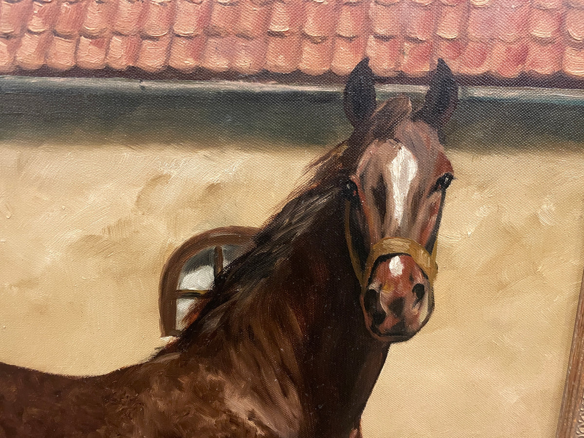 Racing Horse Oil on Canvas, unsigned. Early 20th Century (01100N)