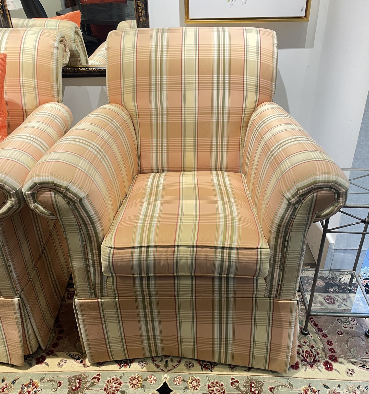Striped Ethan Allen Chair (Two available 0M3001 and 0M3002)