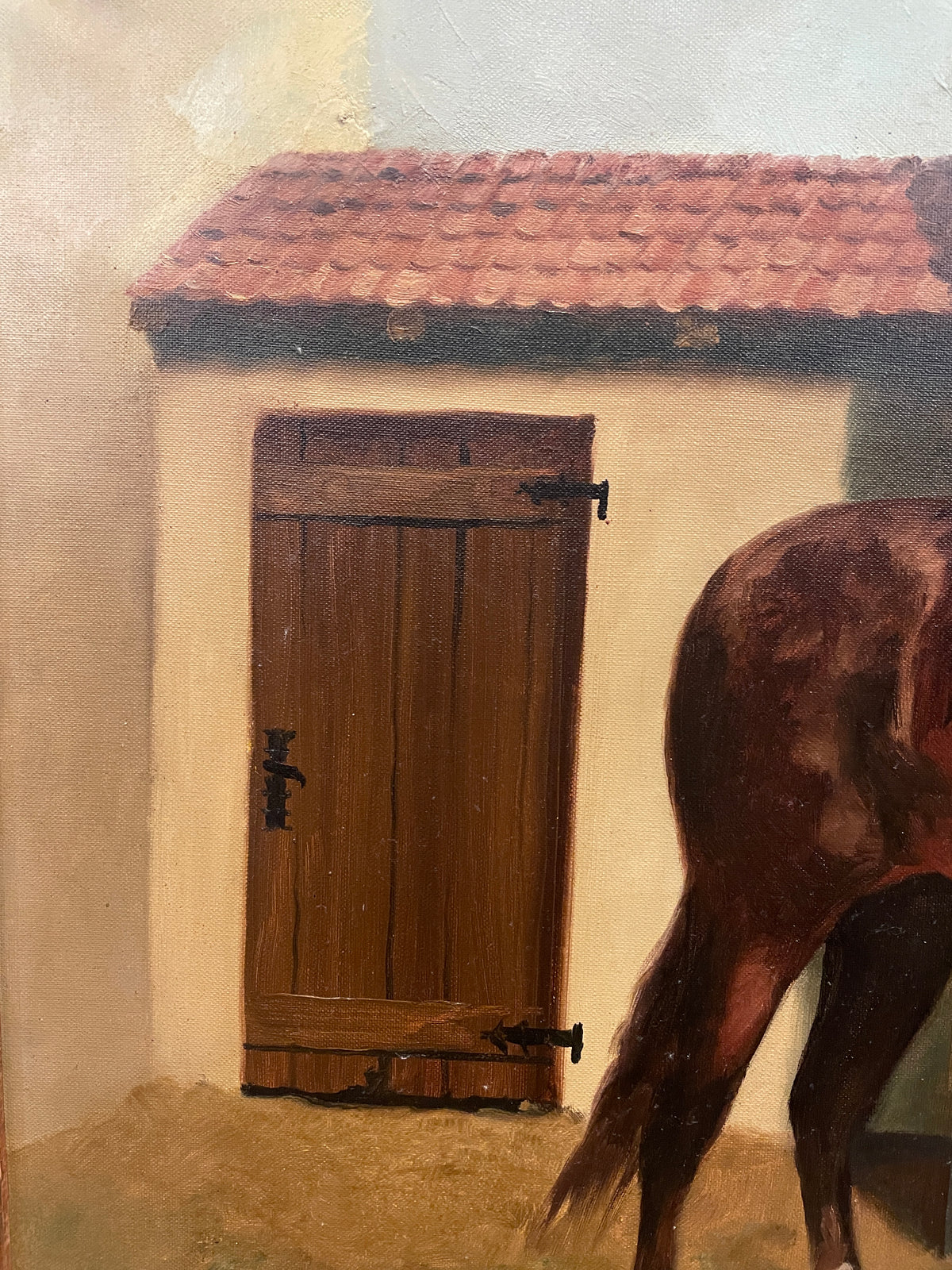 Racing Horse Oil on Canvas, unsigned. Early 20th Century (01100N)