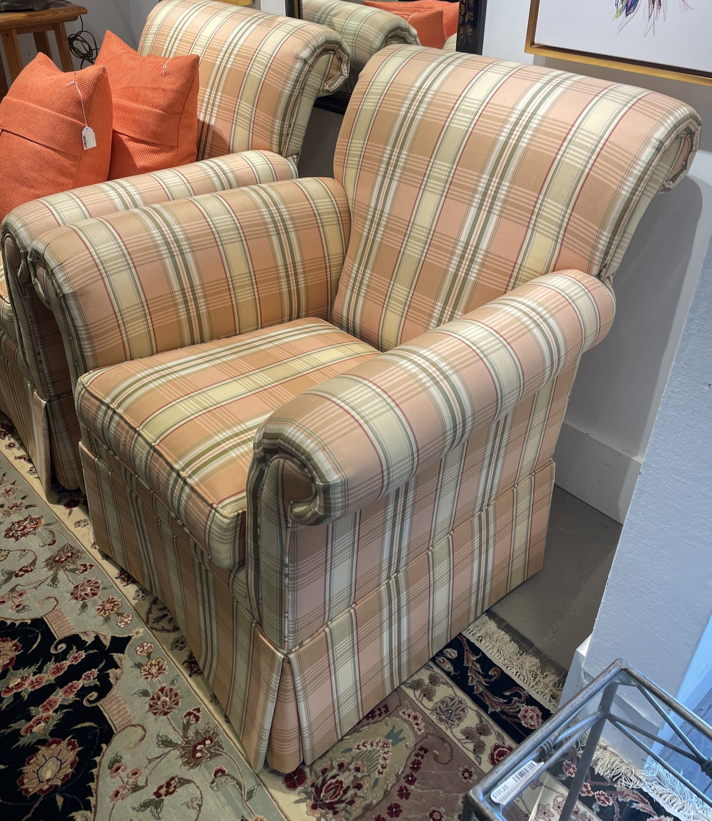 Striped Ethan Allen Chair (Two available 0M3001 and 0M3002)