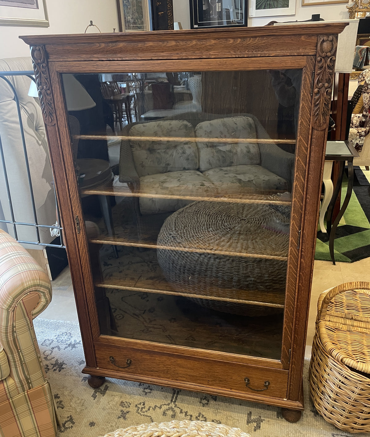 Antique Oak Bookcase with Single Door (0PE001)