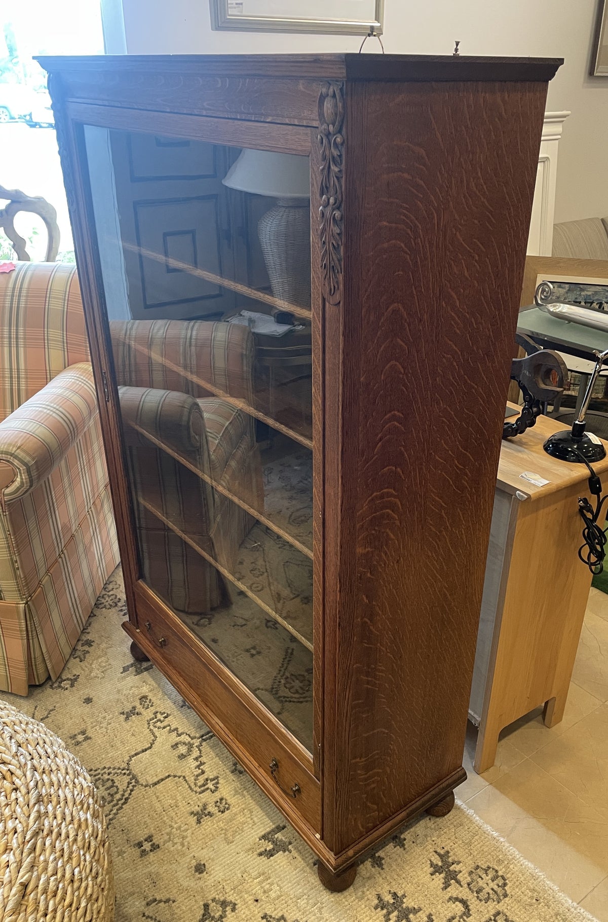 Antique Oak Bookcase with Single Door (0PE001)