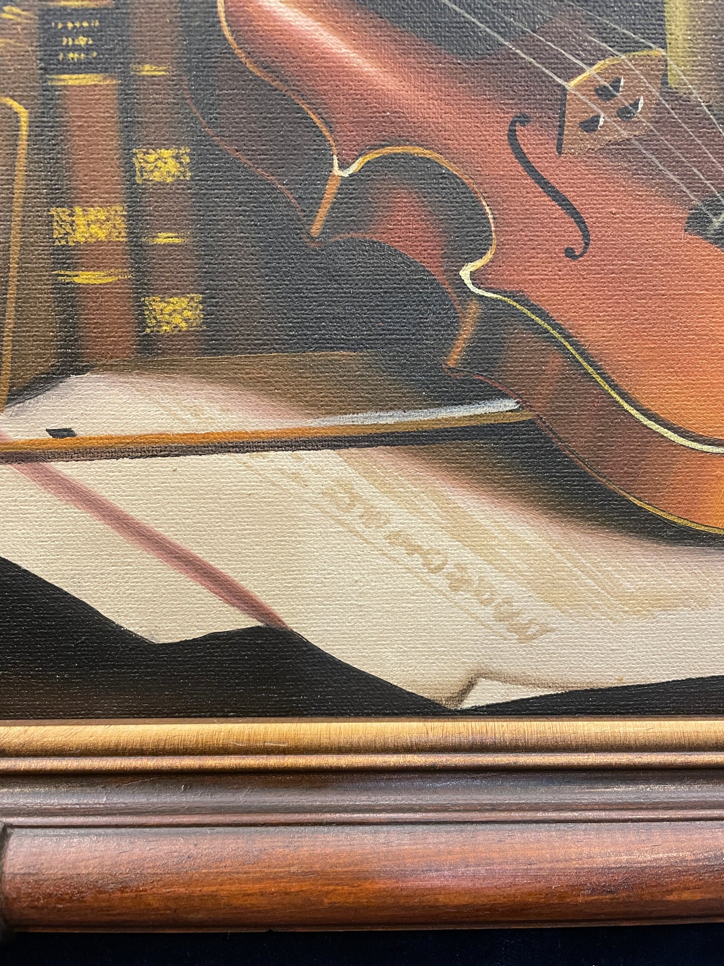 Still life on canvas of Violin, signed William Bieley (01D00T)
