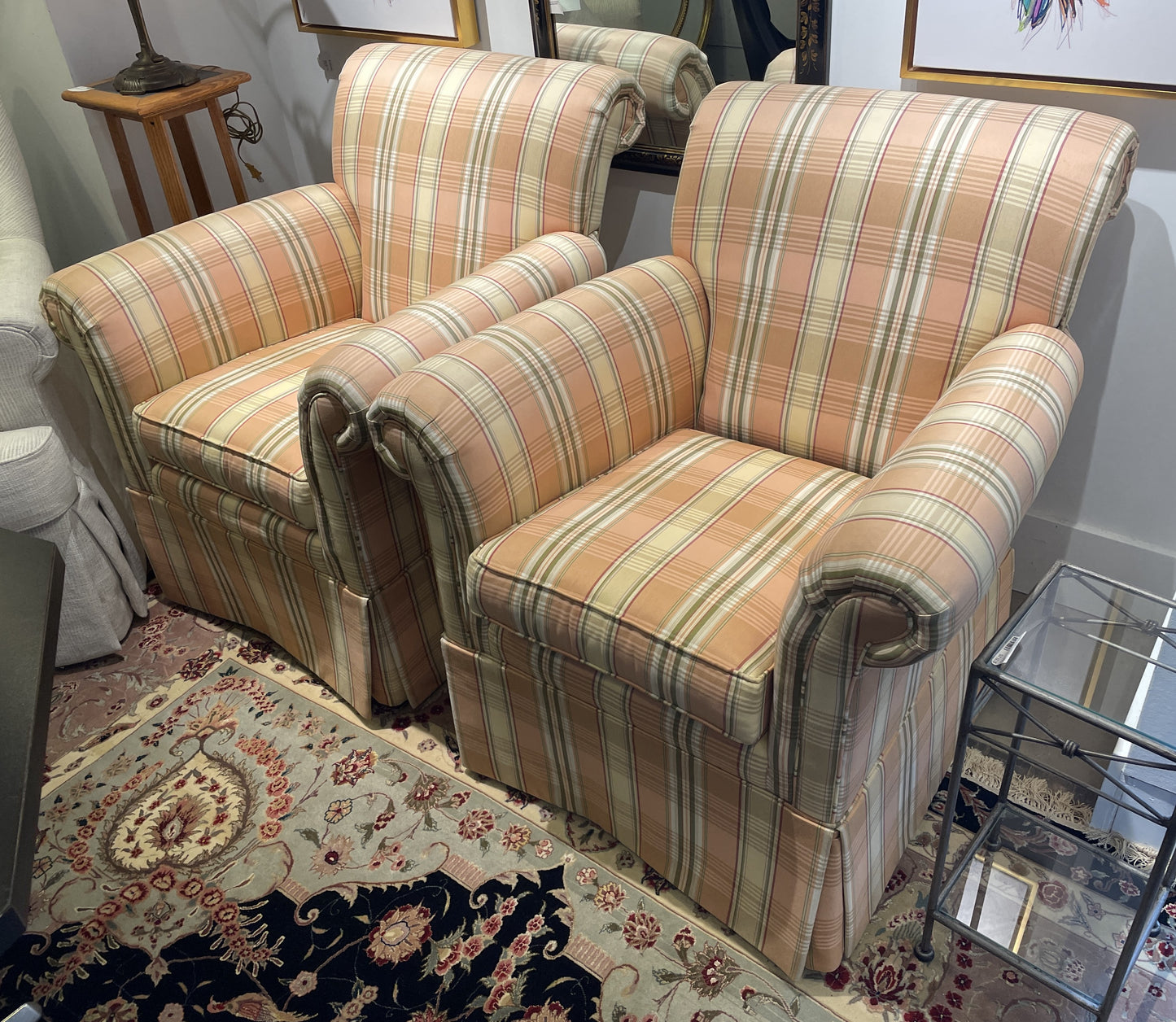 Striped Ethan Allen Chair (Two available 0M3001 and 0M3002)