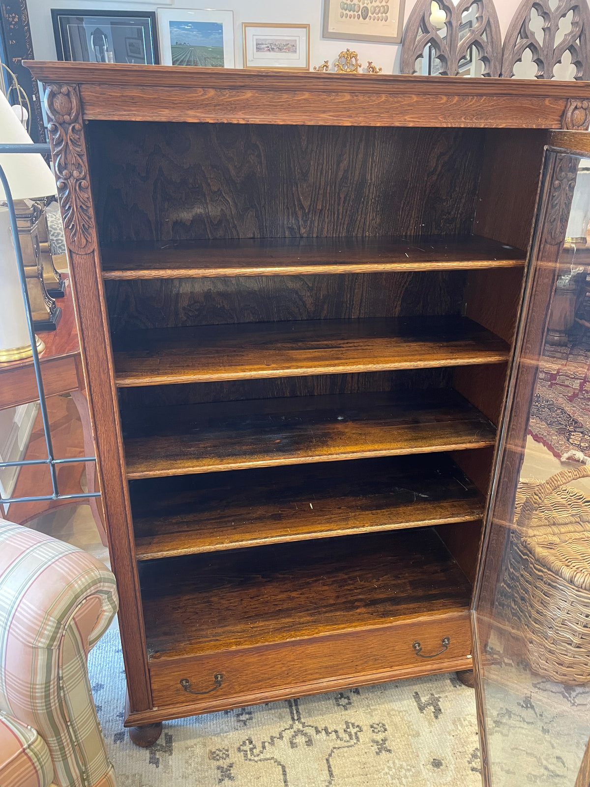 Antique Oak Bookcase with Single Door (0PE001)