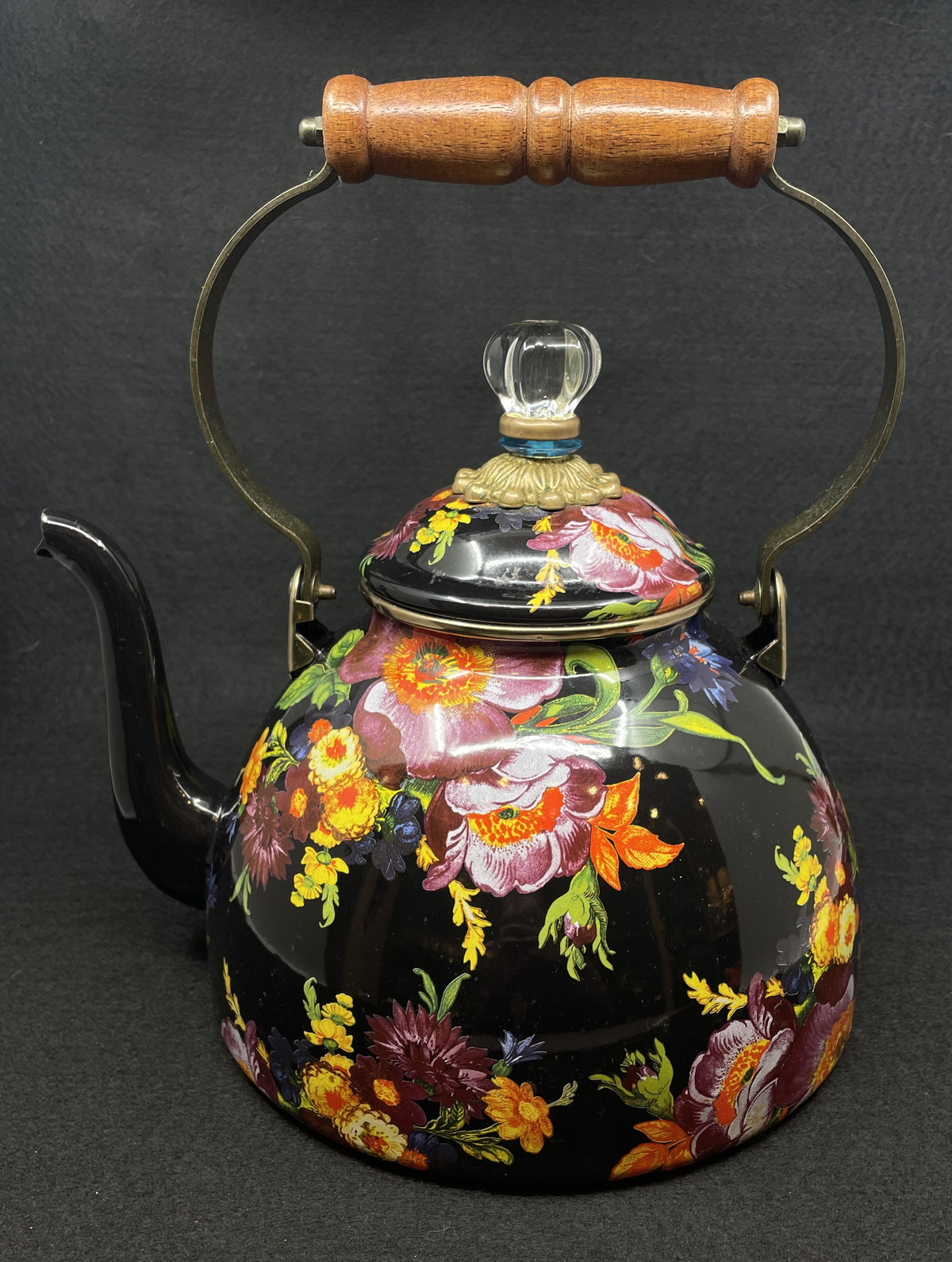 Mackenzie-Childs Black Flower Market 3qt Pot, AS IS (0PT001)
