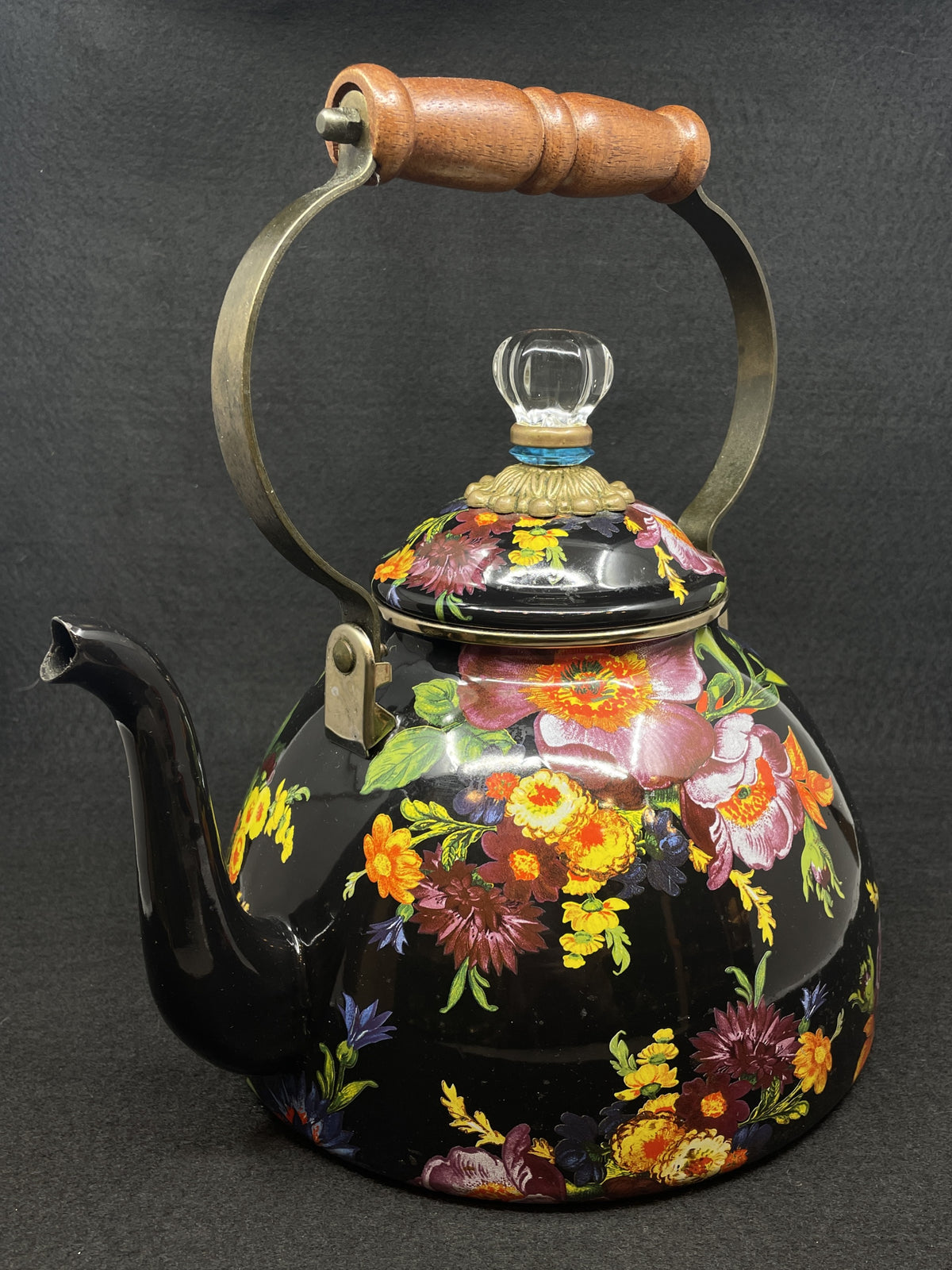 Mackenzie-Childs Black Flower Market 3qt Pot, AS IS (0PT001)