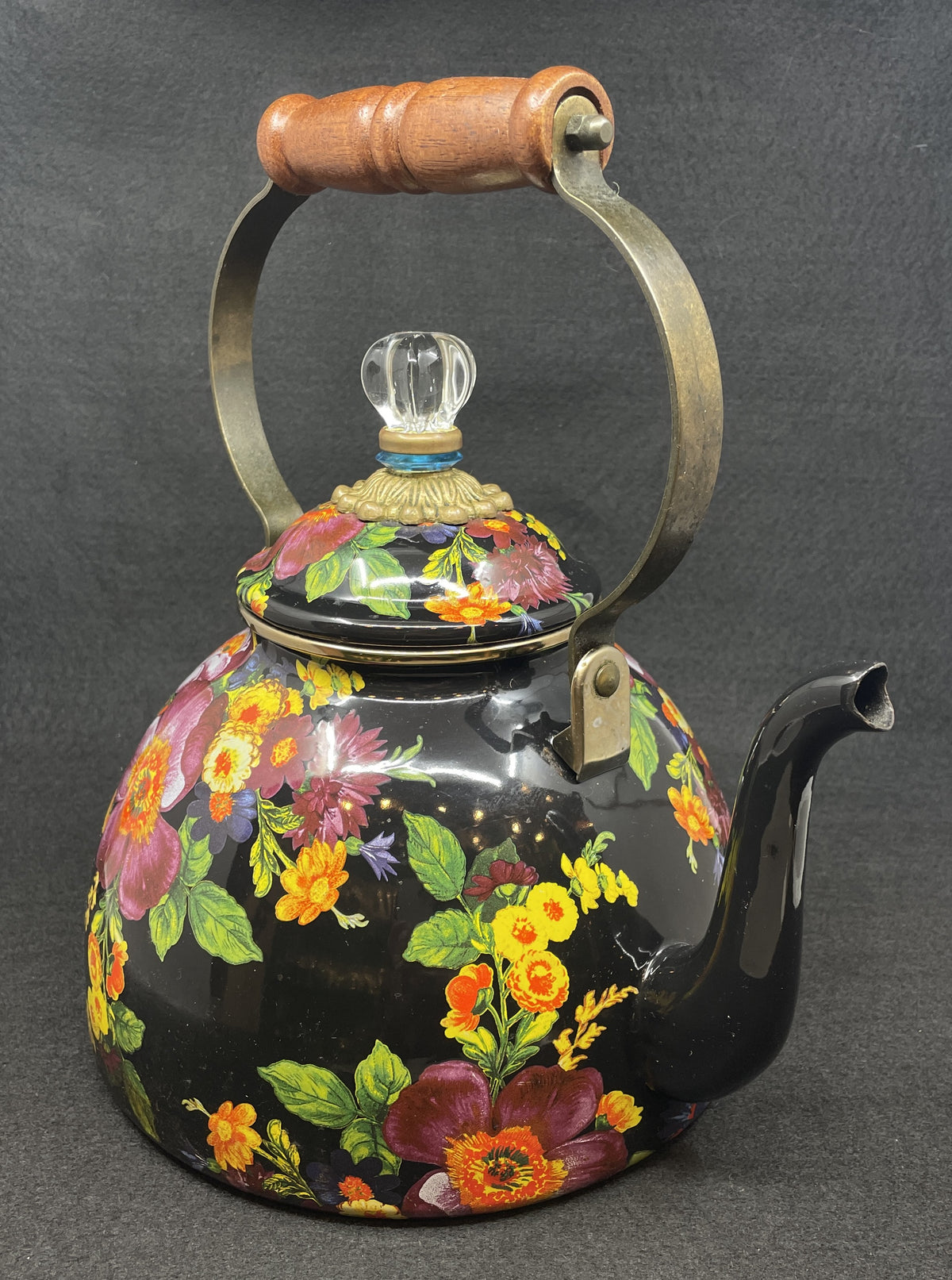 Mackenzie-Childs Black Flower Market 3qt Pot, AS IS (0PT001)