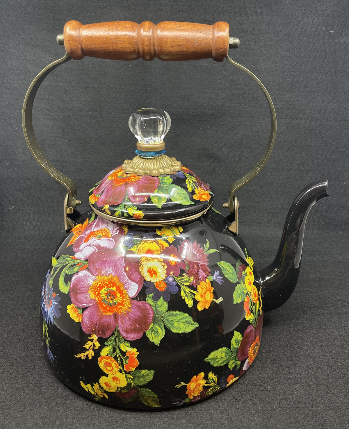 Mackenzie-Childs Black Flower Market 3qt Pot, AS IS (0PT001)