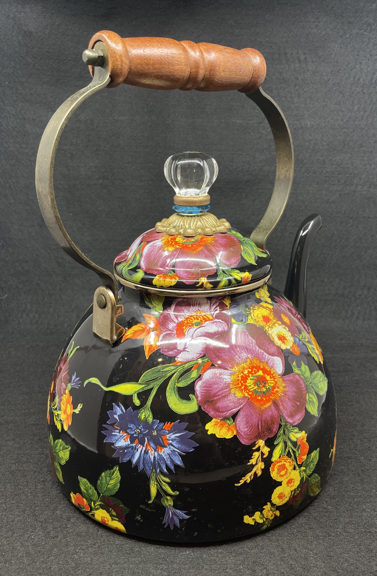 Mackenzie-Childs Black Flower Market 3qt Pot, AS IS (0PT001)