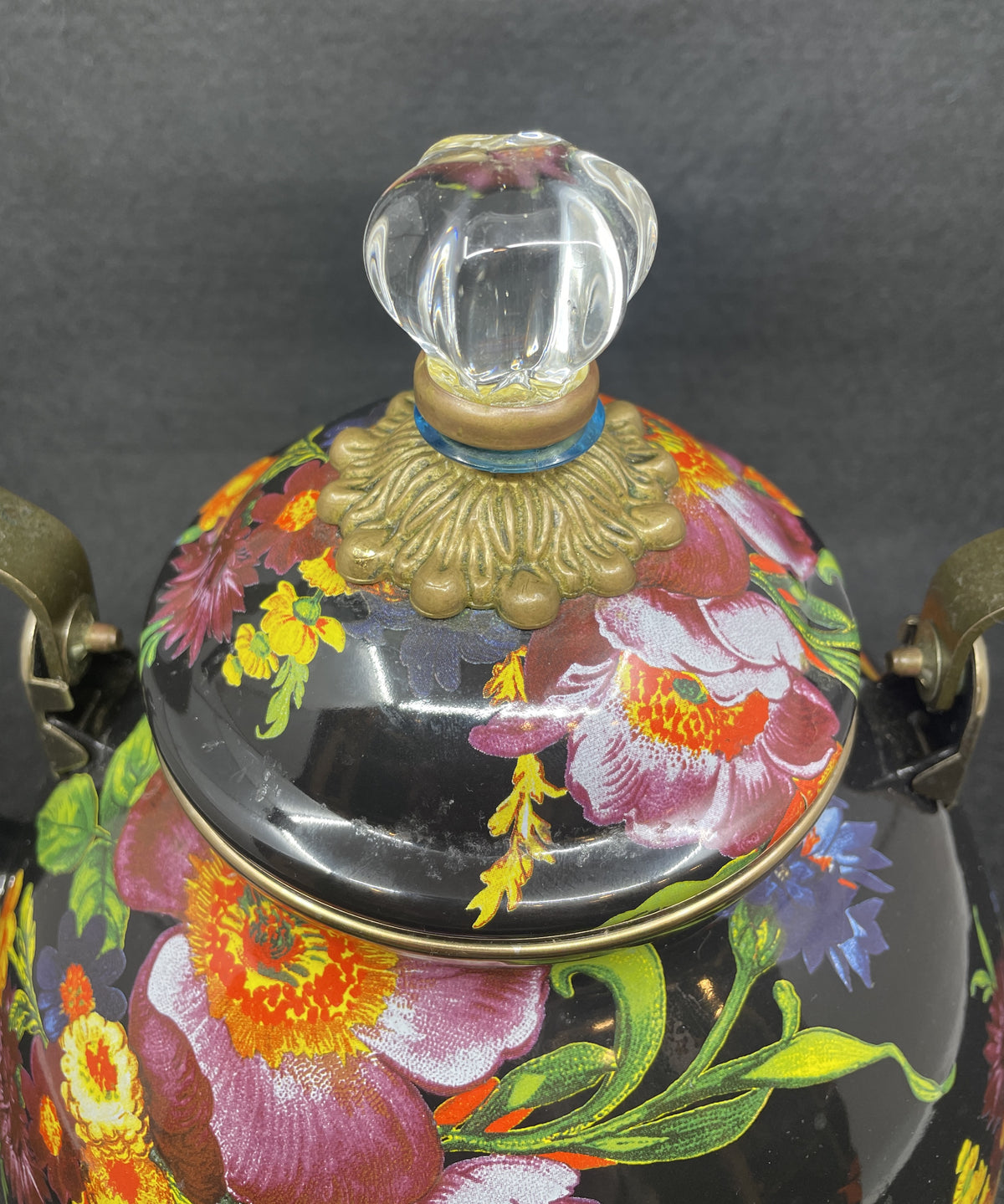 Mackenzie-Childs Black Flower Market 3qt Pot, AS IS (0PT001)