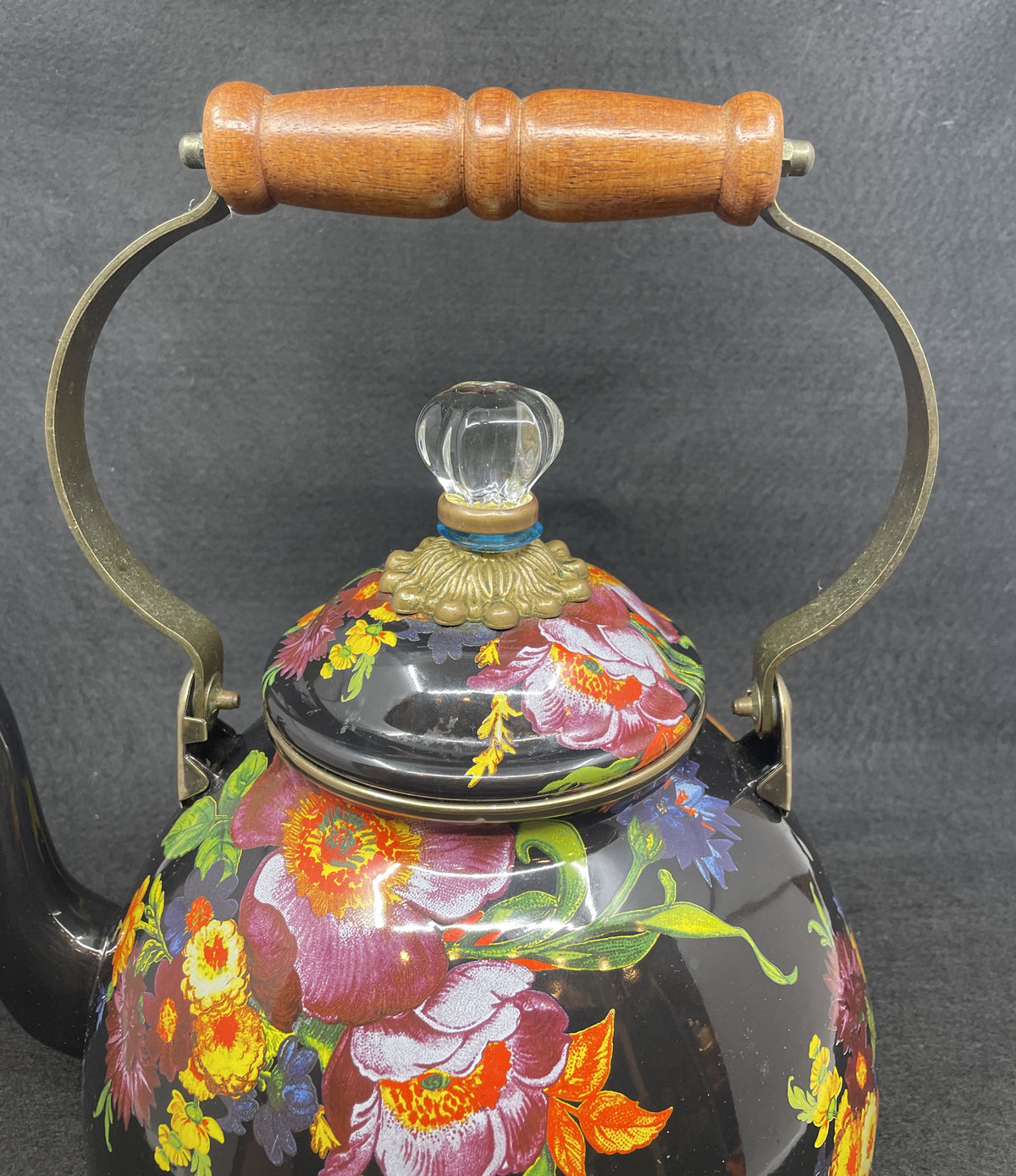 Mackenzie-Childs Black Flower Market 3qt Pot, AS IS (0PT001)