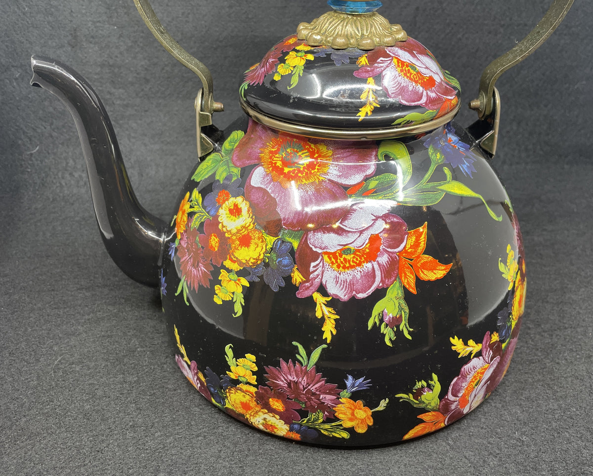 Mackenzie-Childs Black Flower Market 3qt Pot, AS IS (0PT001)