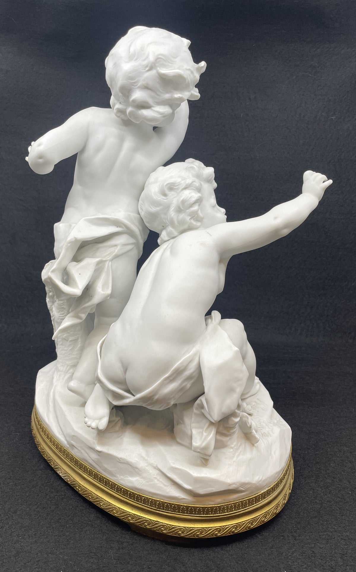 Bisque Sevres style Parian Porcelain Puttis with Birdcage (0OQ012)