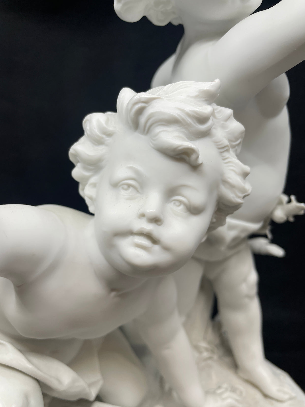Bisque Sevres style Parian Porcelain Puttis with Birdcage (0OQ012)