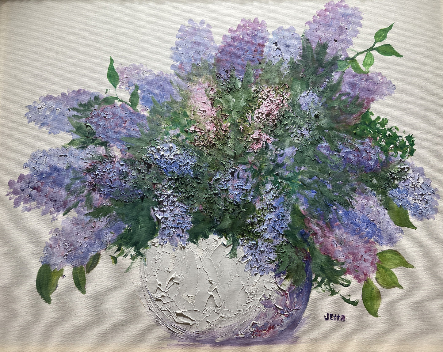 Lilacs in Vase on Canvas by Jetta Wittenberg (0I800D)