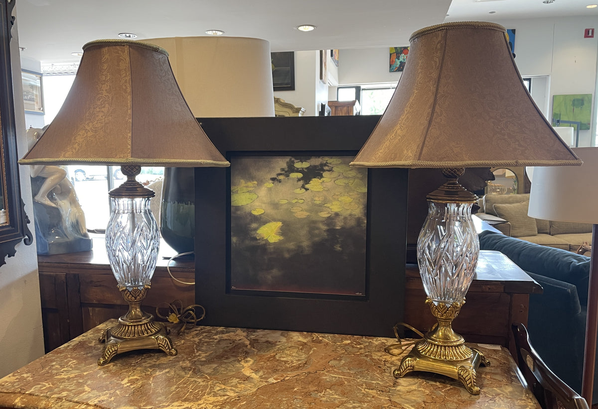 Waterford Crystal and Brass Table Lamps, a pair (0PU002)
