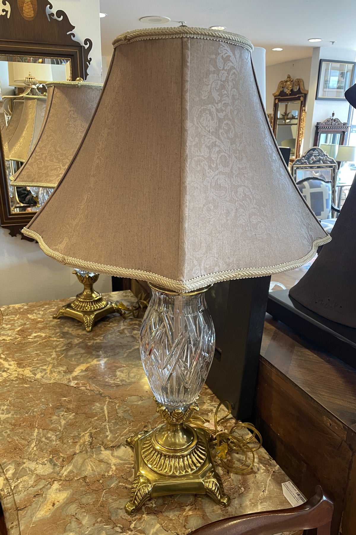 Waterford Crystal and Brass Table Lamps, a pair (0PU002)