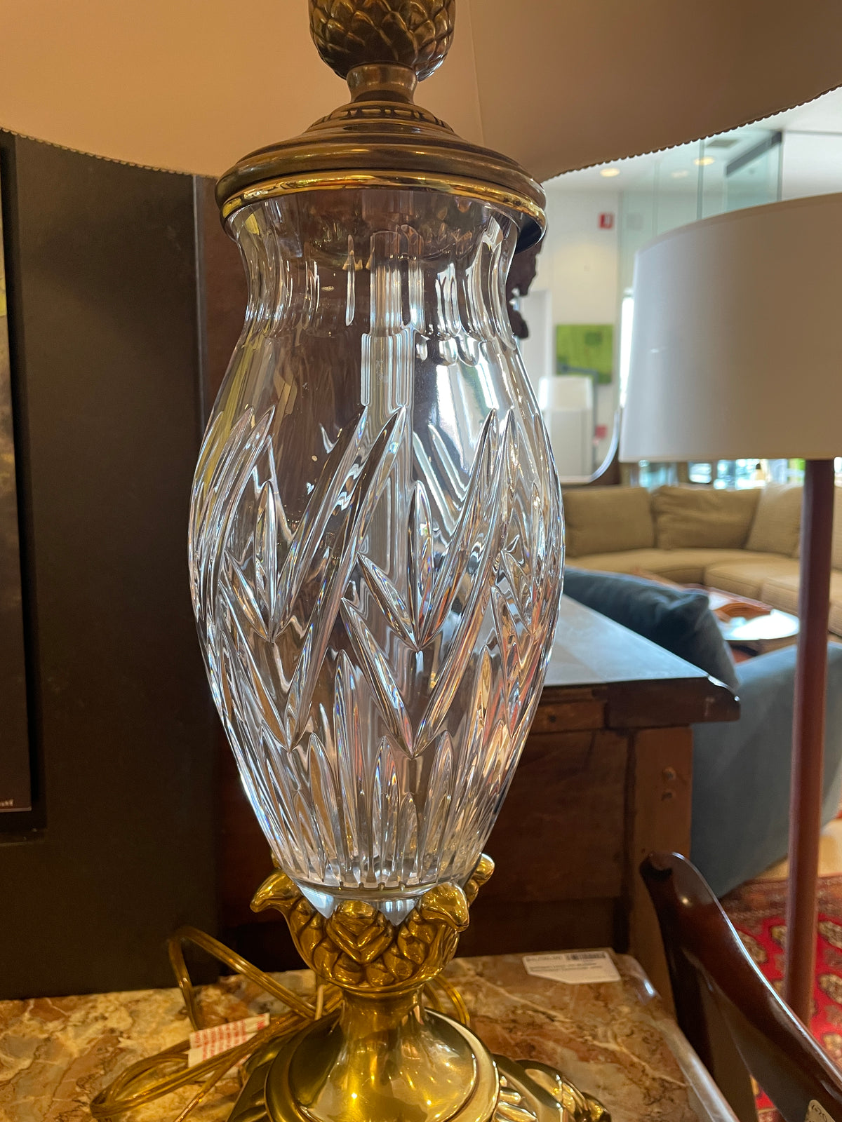 Waterford Crystal and Brass Table Lamps, a pair (0PU002)
