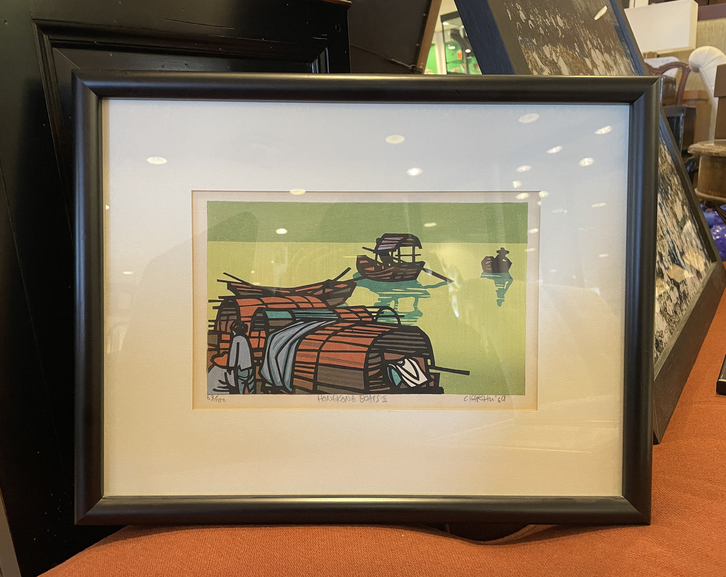 Clifton Karhu "Hong Kong Boats" Woodblock (0IJ002)