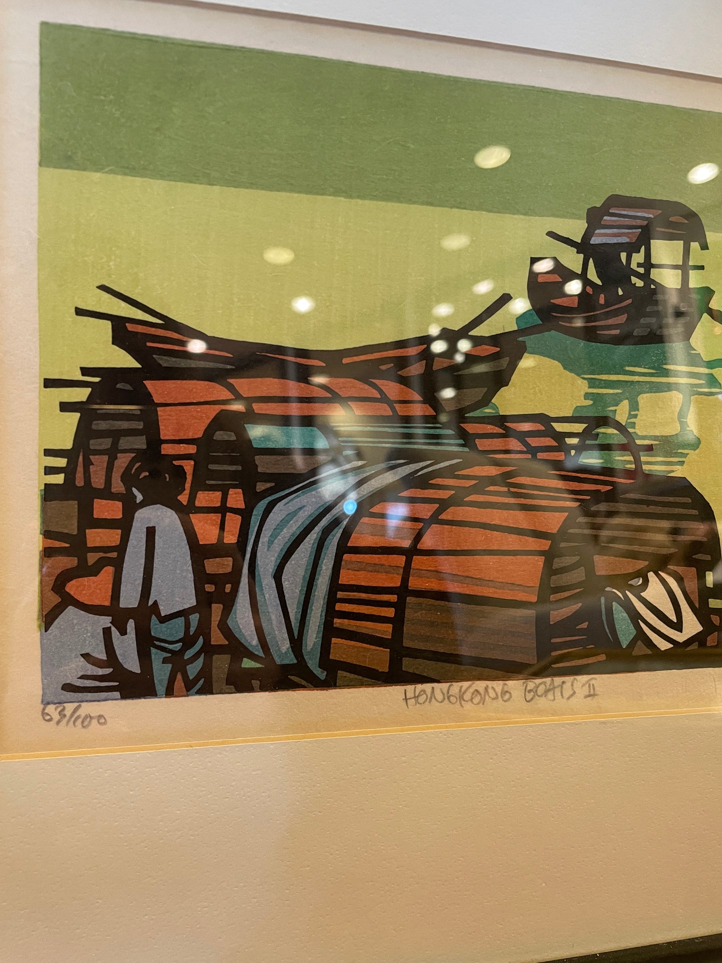 Clifton Karhu "Hong Kong Boats" Woodblock (0IJ002)