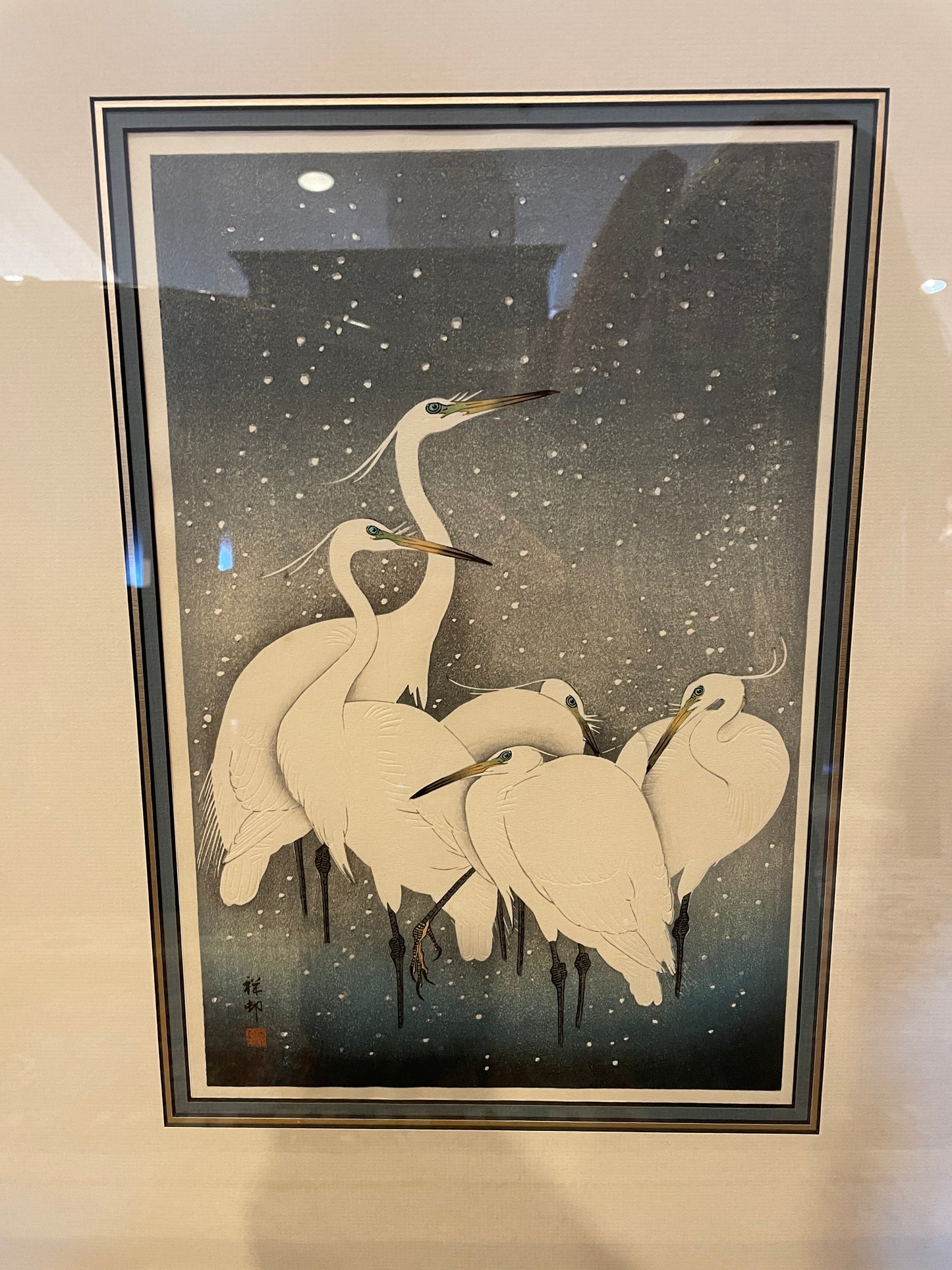 Oharah Shoson "Egrets" Woodblock Print (0IJ004)