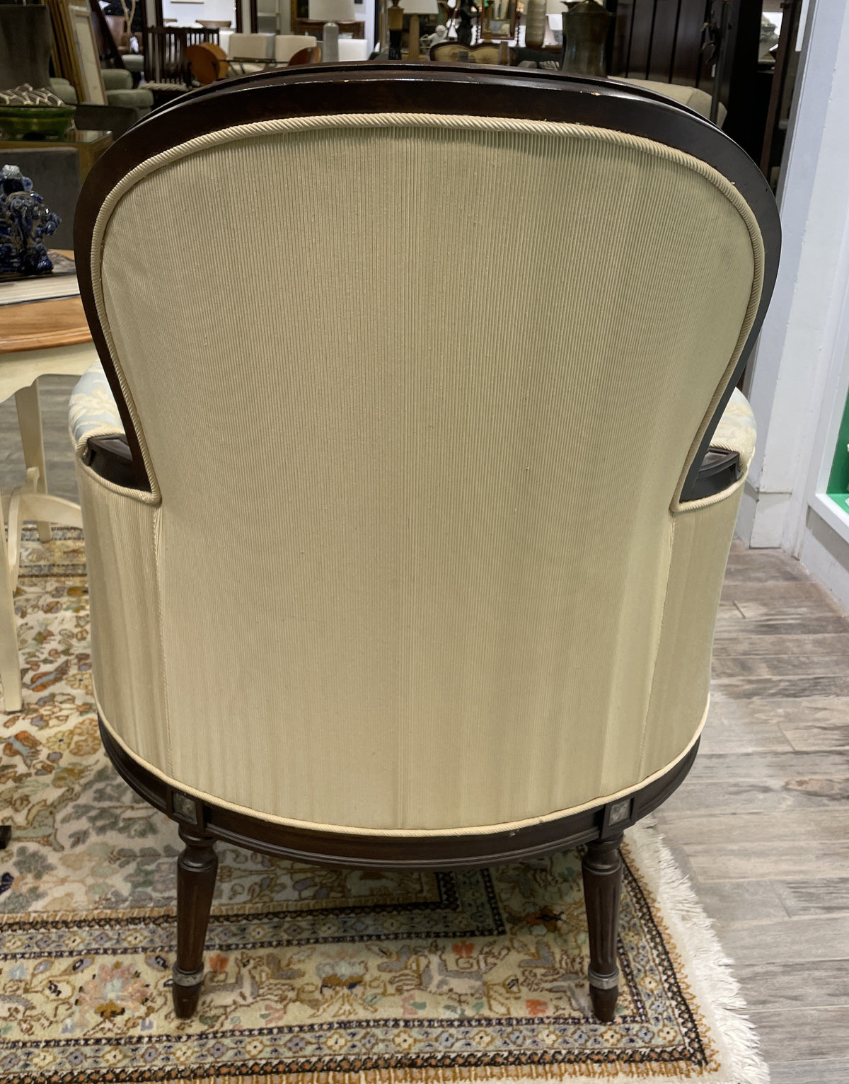 French Louis XVI style Bergère Chair in Dual Tone Crewel Fabric (Two available 0M700A 0M700B)