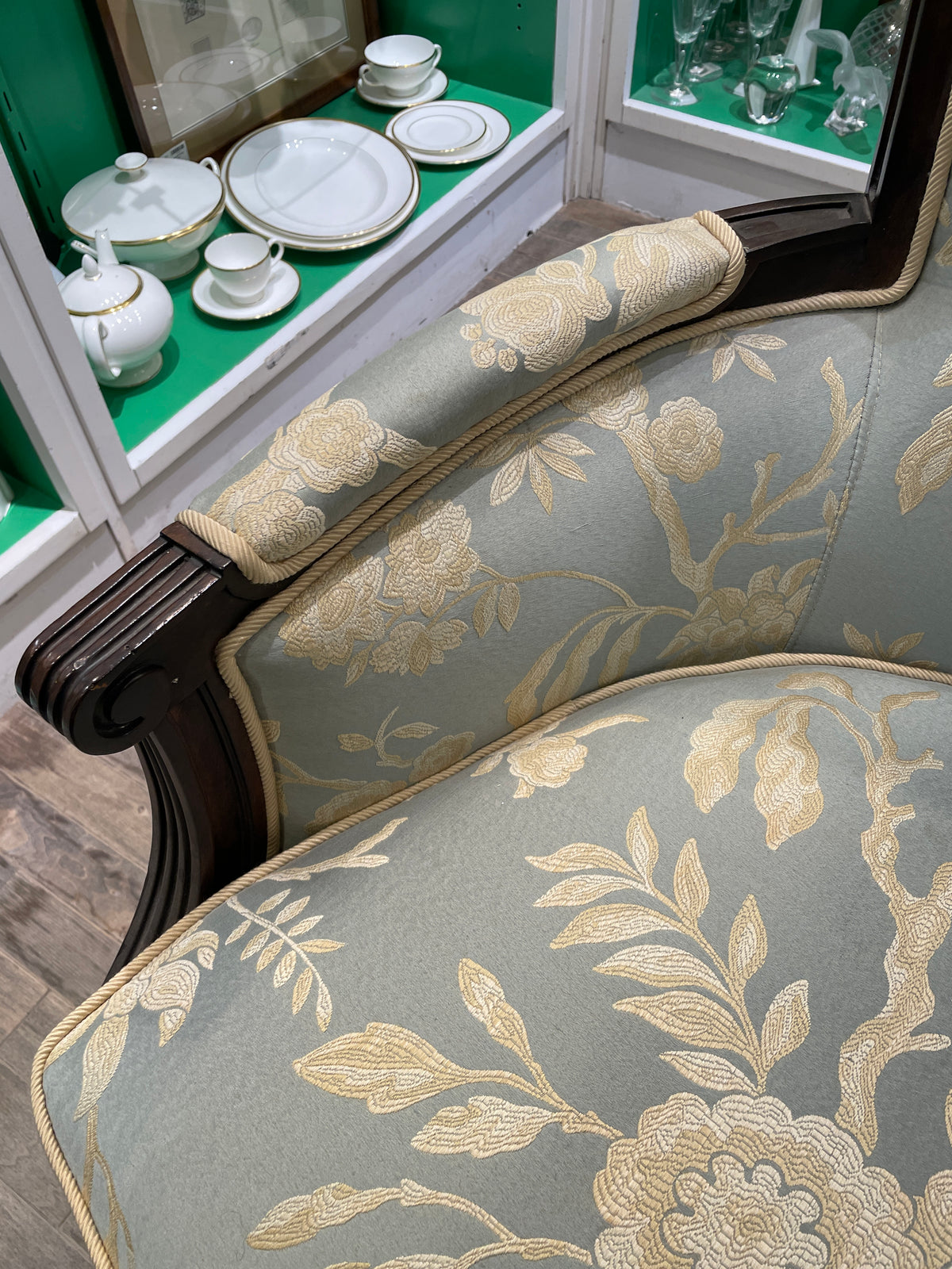 French Louis XVI style Bergère Chair in Dual Tone Crewel Fabric (Two available 0M700A 0M700B)