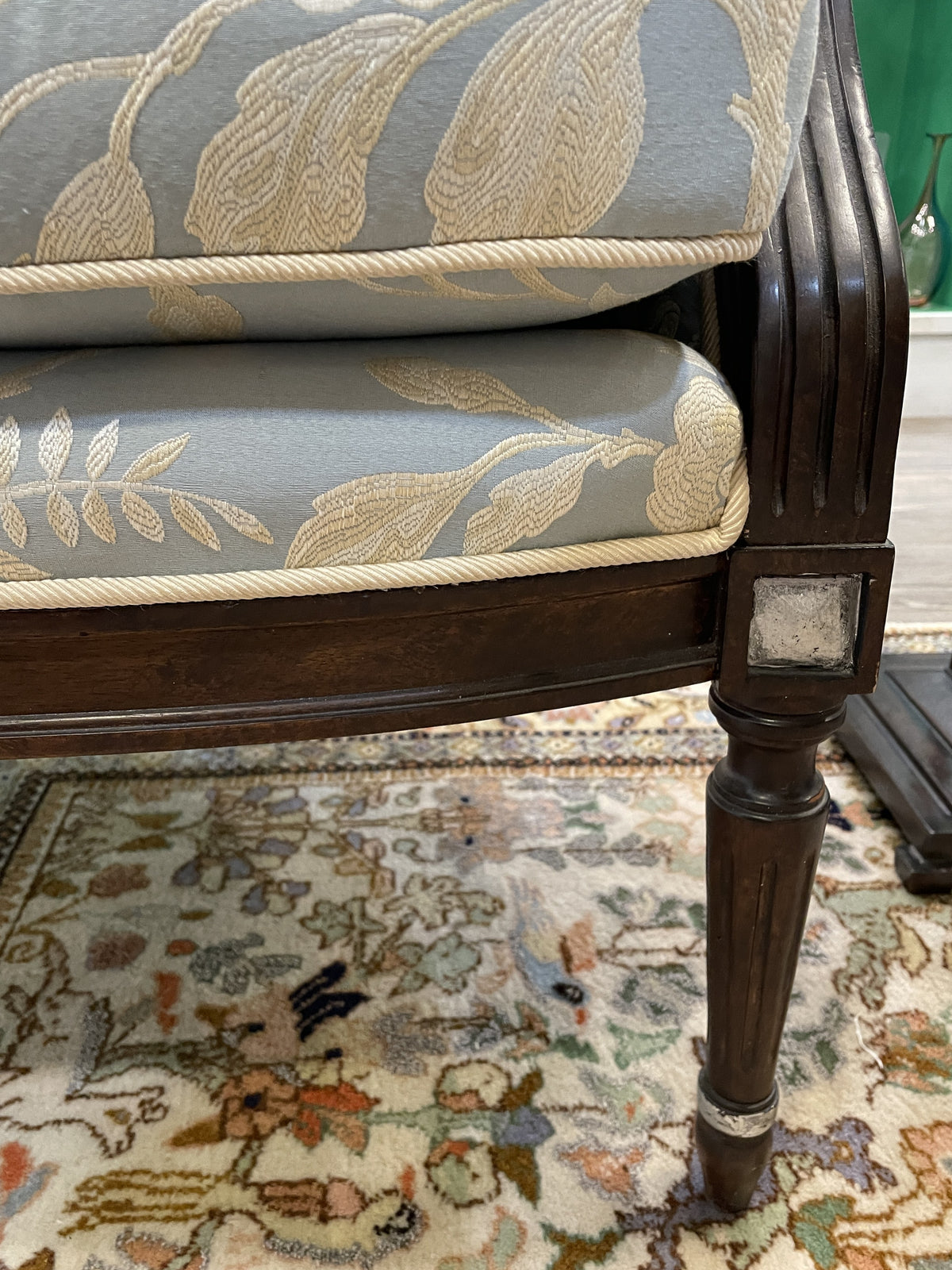 French Louis XVI style Bergère Chair in Dual Tone Crewel Fabric (Two available 0M700A 0M700B)