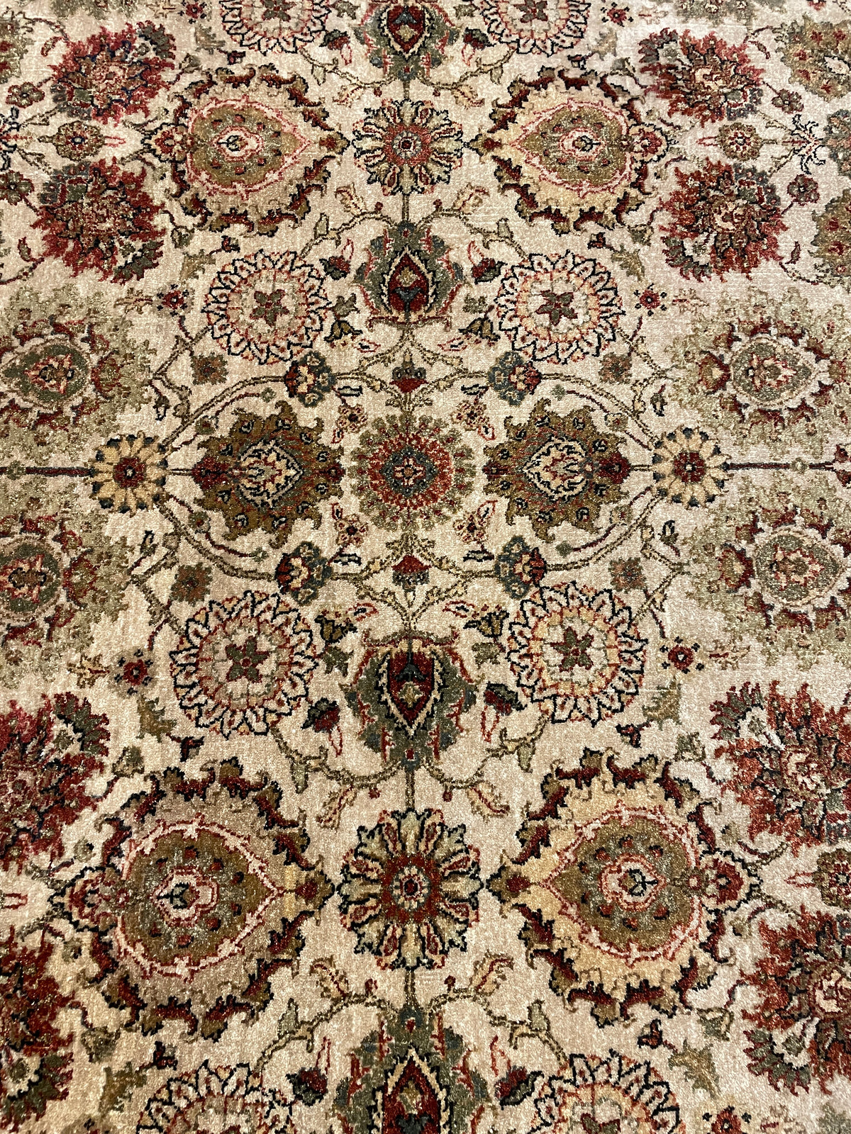 Tabriz Hand Knotted Rug in Rusts, Greens and Cream (6'10x8'9) (0Q000D)