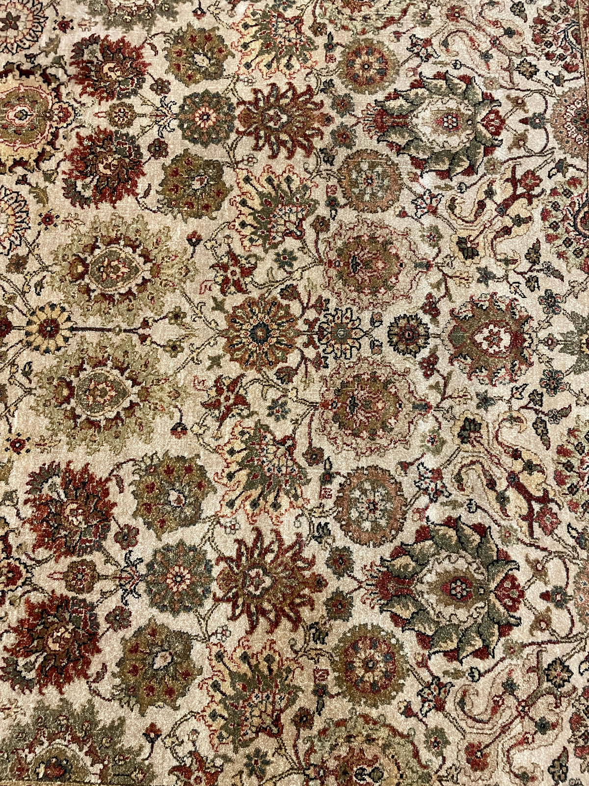 Tabriz Hand Knotted Rug in Rusts, Greens and Cream (6'10x8'9) (0Q000D)