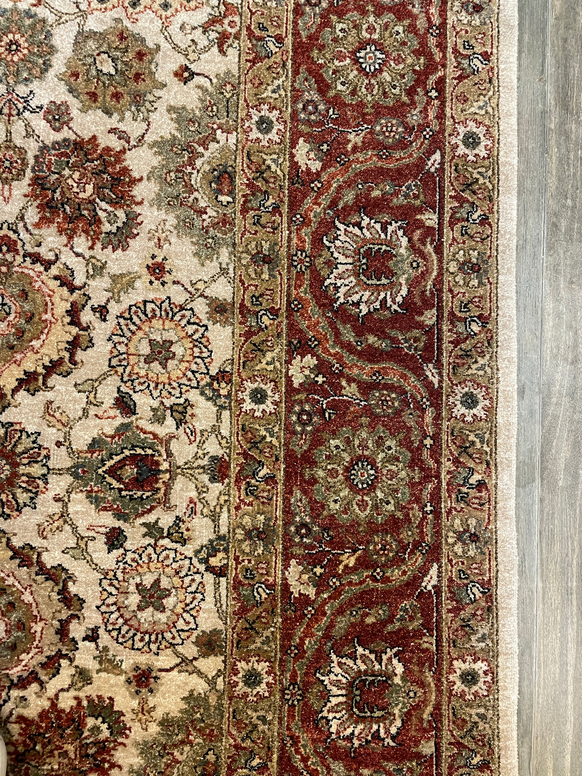 Tabriz Hand Knotted Rug in Rusts, Greens and Cream (6'10x8'9) (0Q000D)
