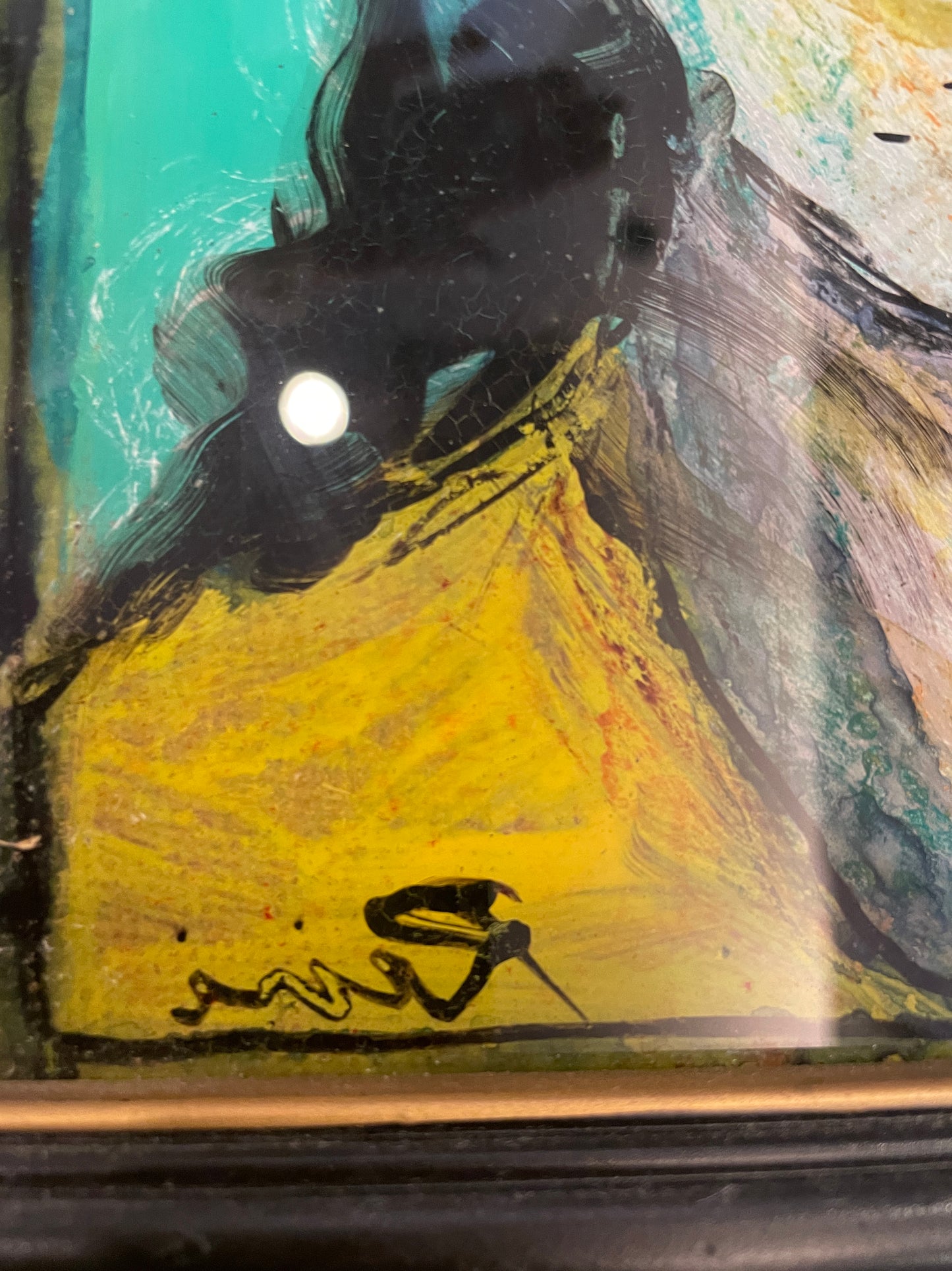 Rini Dhumal Green Reverse Painted Acrylic on Glass (0EA002)