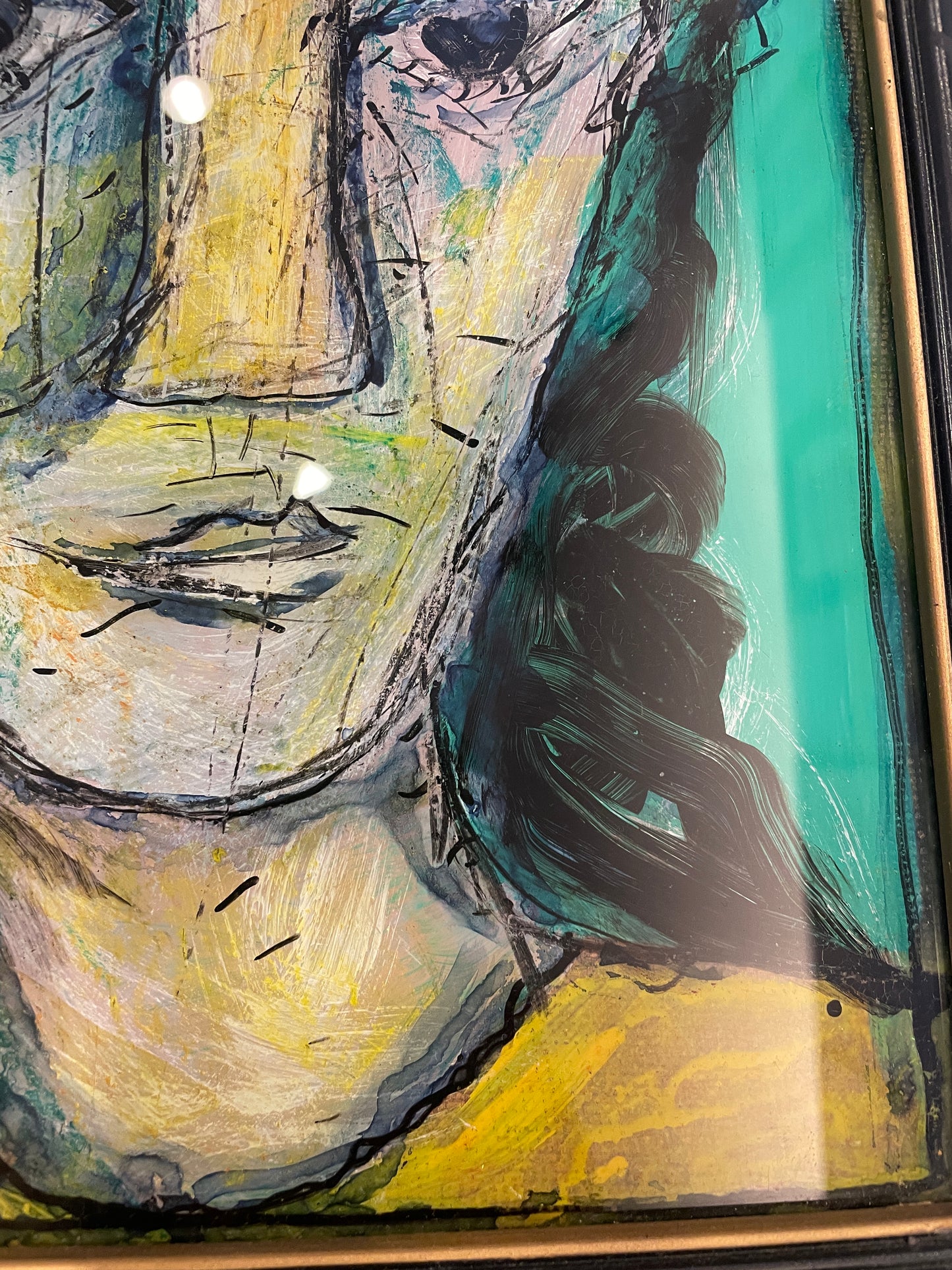 Rini Dhumal Green Reverse Painted Acrylic on Glass (0EA002)