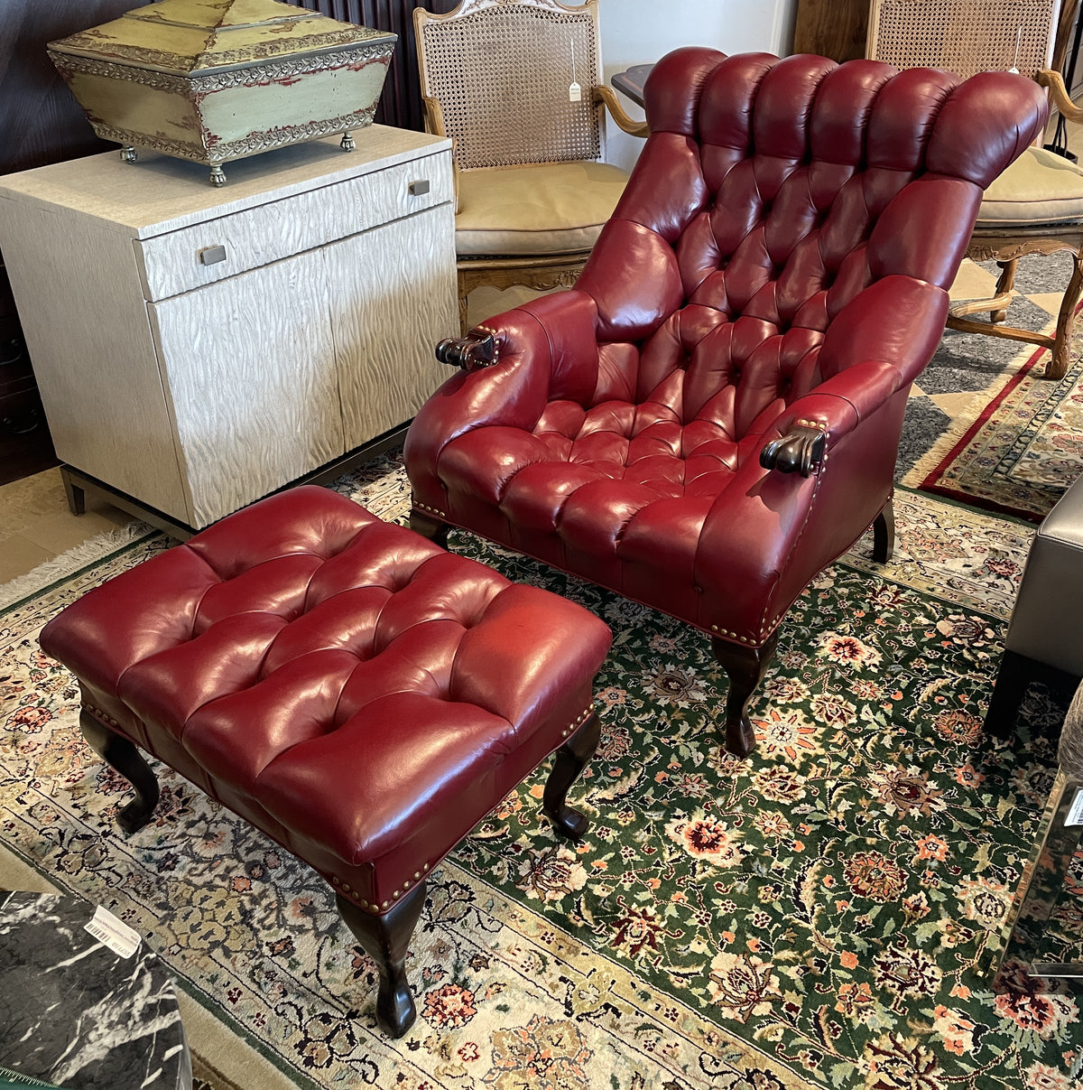 Carl Forslund "Rip Van Lee" Tufted Chair and ottoman, 1980s (0Q0003)