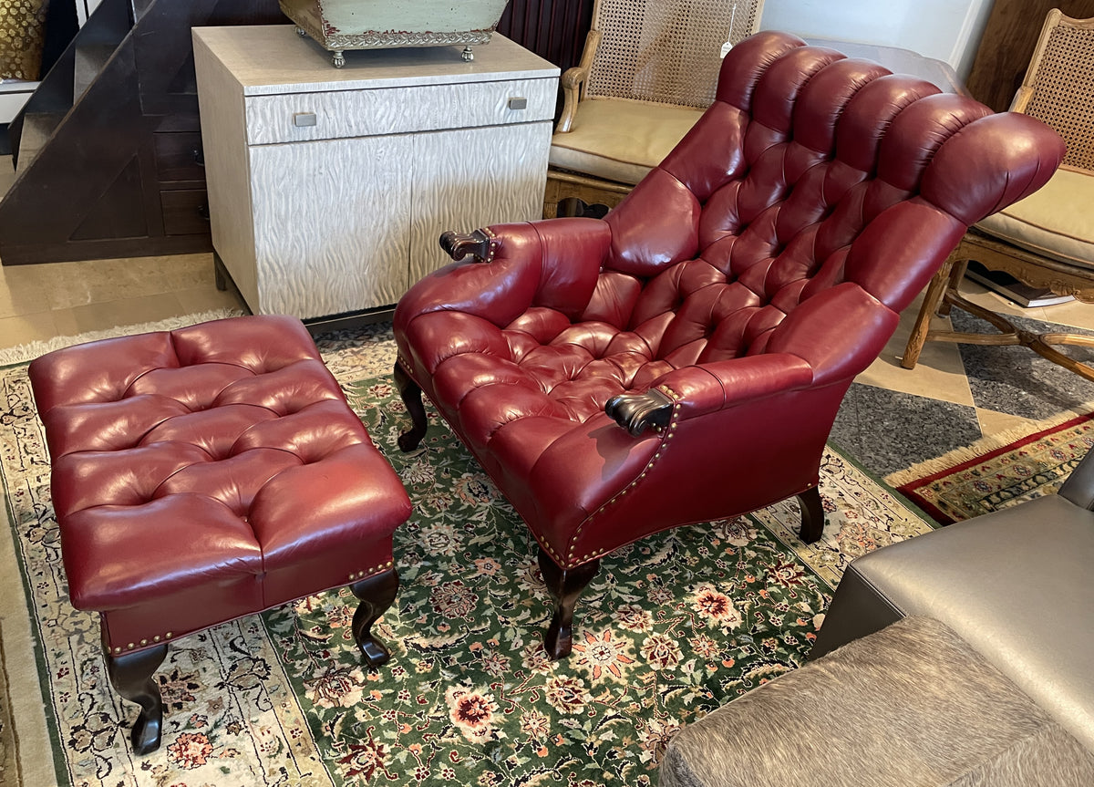 Carl Forslund "Rip Van Lee" Tufted Chair and ottoman, 1980s (0Q0003)